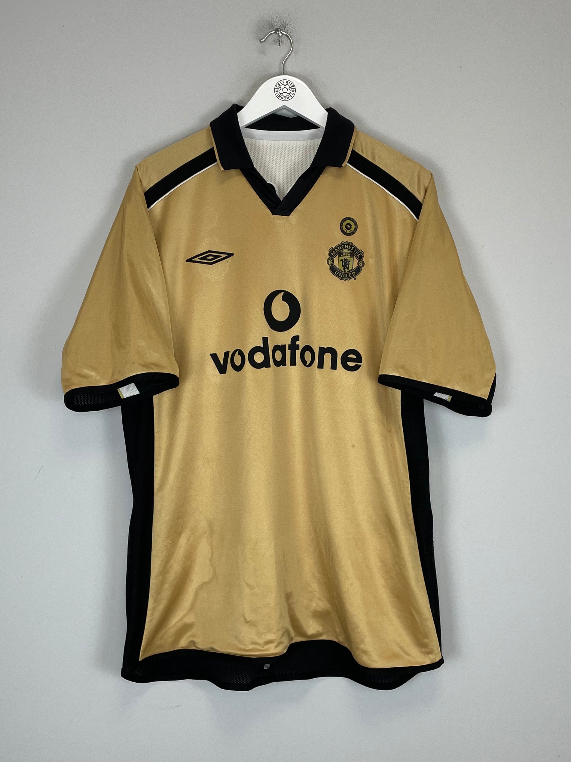 Shop 2001/02 MANCHESTER UNITED VERON #4 *CENTENARY* AWAY/THIRD SHIRT (XXL) UMBRO, classic football shirts, vintage football shirts & retro soccer jerseys at Cult Kits