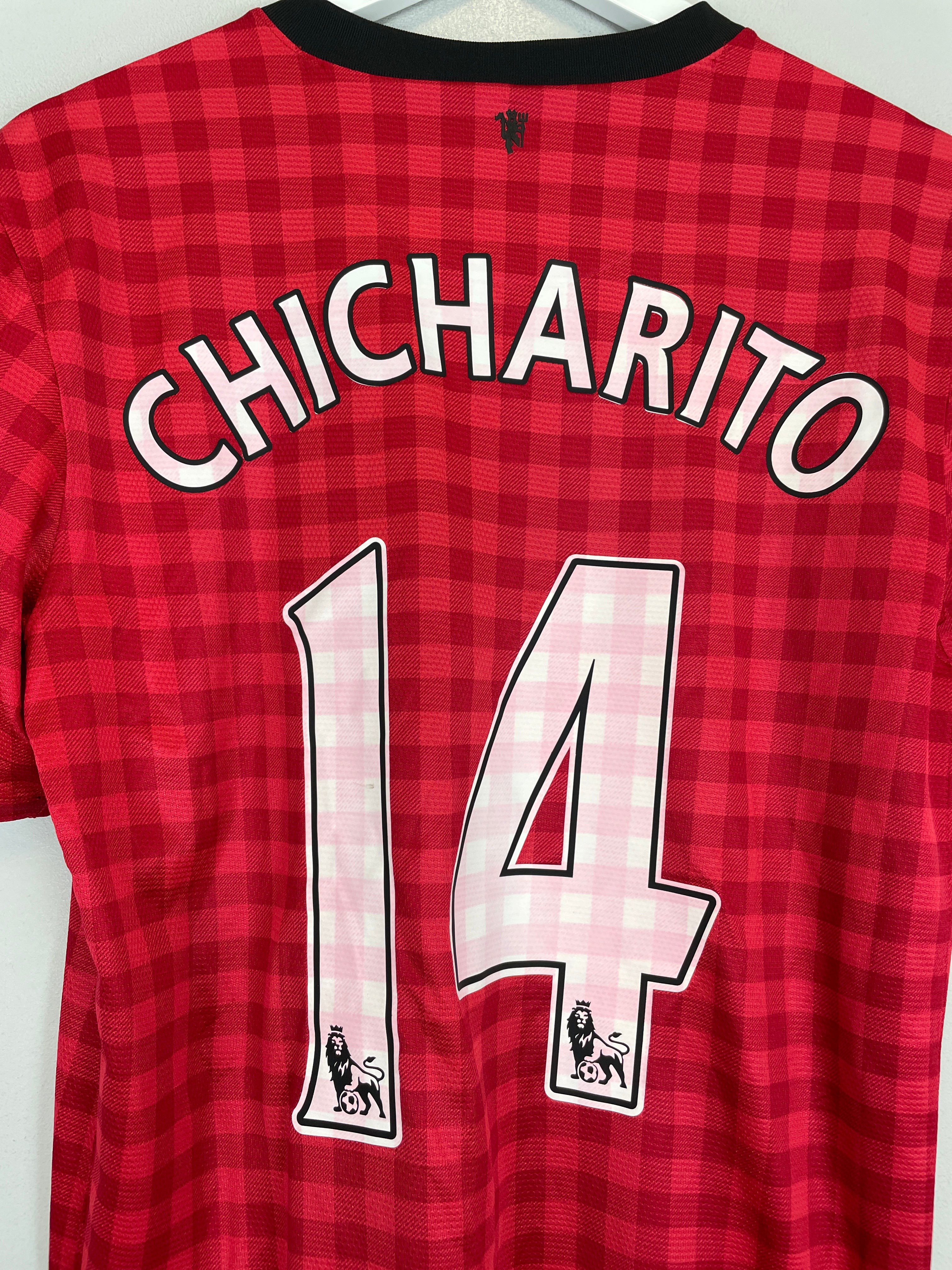 Shop 2012/13 MANCHESTER UNITED CHICHARITO #14 HOME SHIRT (M) NIKE, classic football shirts, vintage football shirts & retro soccer jerseys at Cult Kits