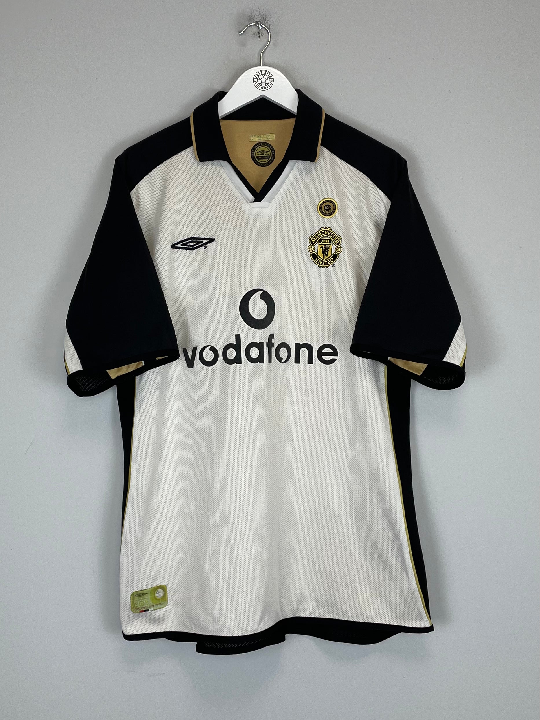 Shop 2001/02 MANCHESTER UNITED VERON #4 *CENTENARY* AWAY/THIRD SHIRT (XXL) UMBRO, classic football shirts, vintage football shirts & retro soccer jerseys at Cult Kits