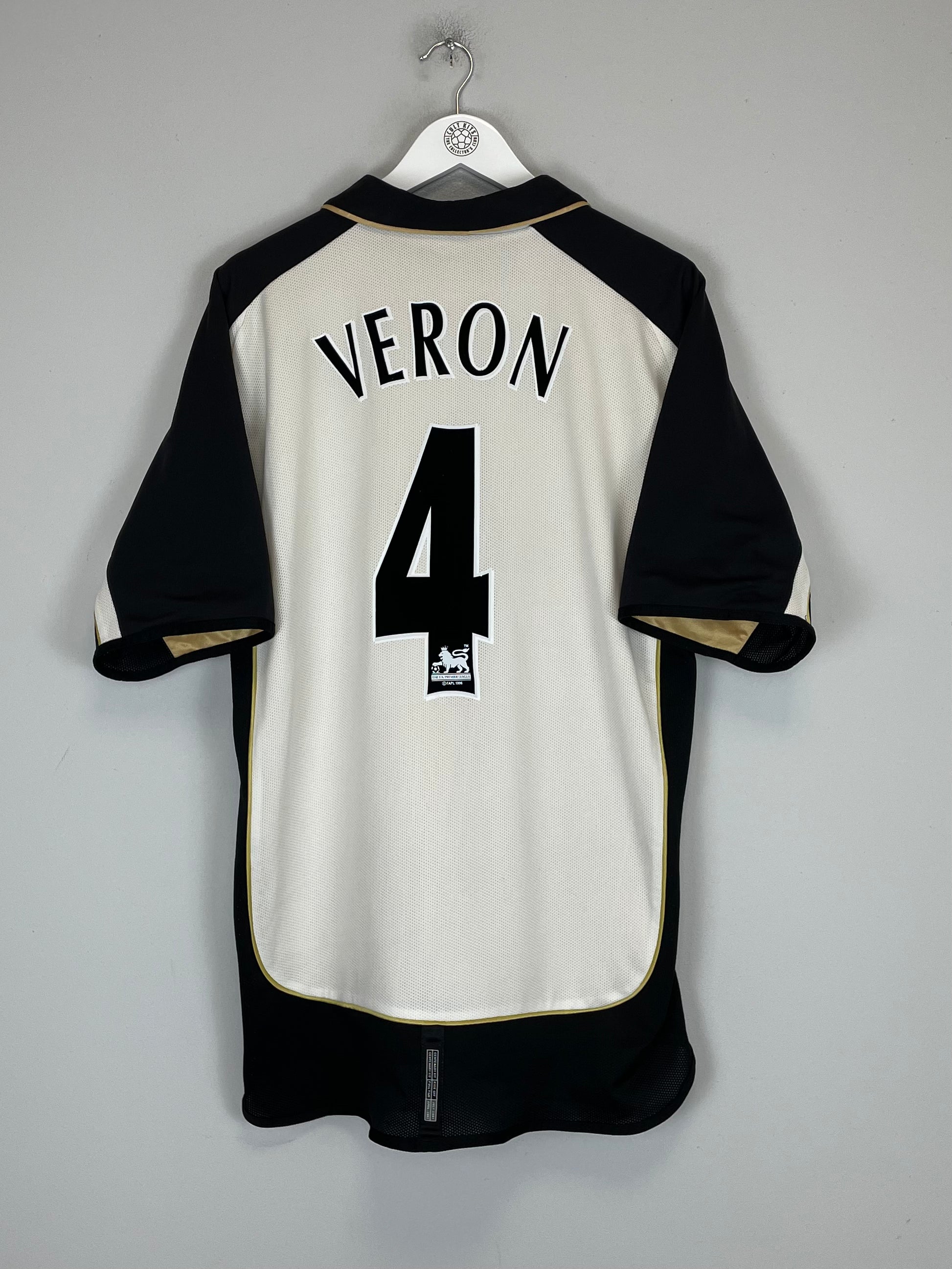 Shop 2001/02 MANCHESTER UNITED VERON #4 *CENTENARY* AWAY/THIRD SHIRT (XXL) UMBRO, classic football shirts, vintage football shirts & retro soccer jerseys at Cult Kits