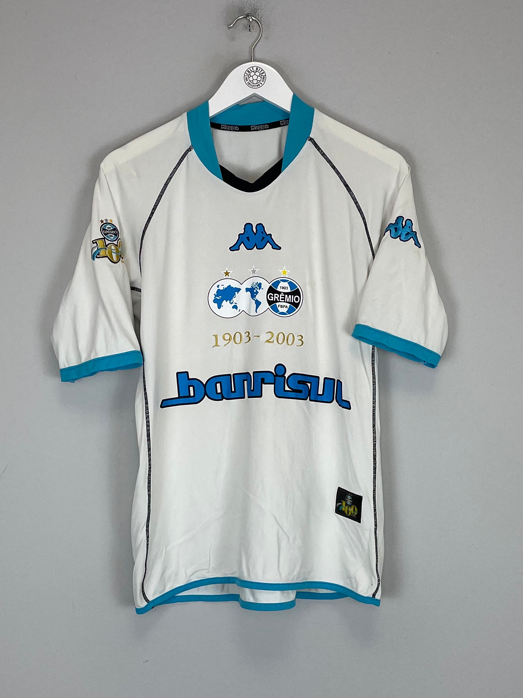 Shop 2003 GREMIO #7 *CENTENARY* AWAY SHIRT (M) KAPPA, classic football shirts, vintage football shirts & retro soccer jerseys at Cult Kits