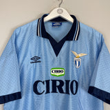 Shop 1996/97 LAZIO *MINT* HOME SHIRT (XL) UMBRO, classic football shirts, vintage football shirts & retro soccer jerseys at Cult Kits