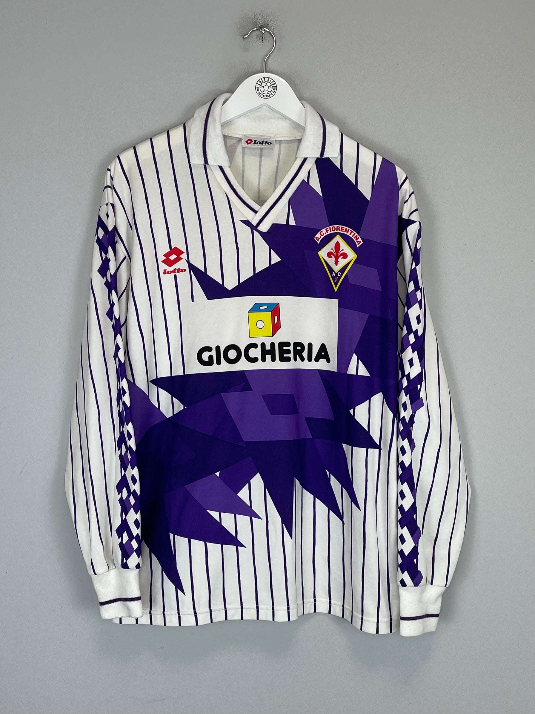 Shop 1991/92 FIORENTINA L/S AWAY SHIRT (L) LOTTO, classic football shirts, vintage football shirts & retro soccer jerseys at Cult Kits