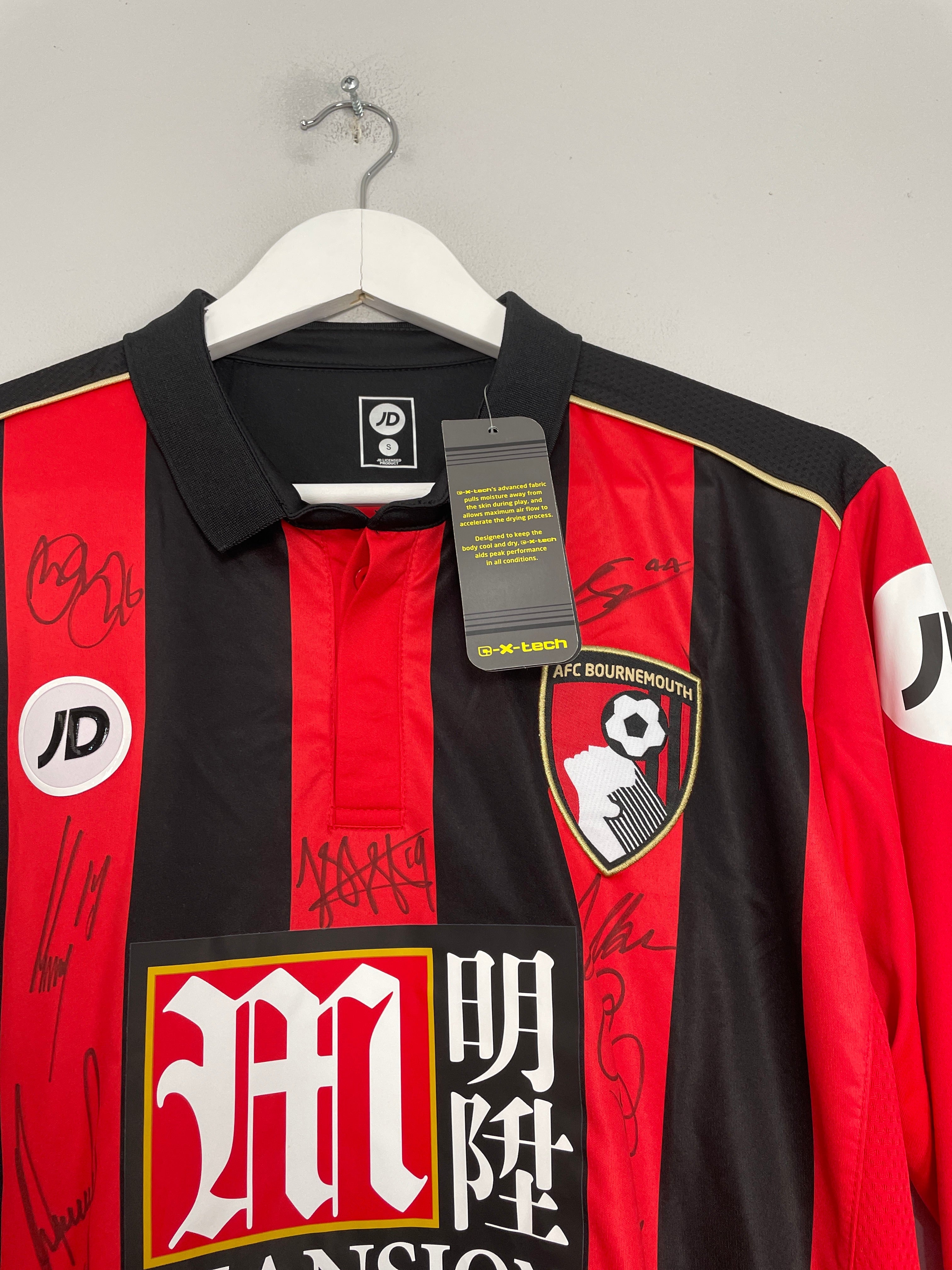 Shop 2016/17 BOURNEMOUTH *SQUAD SIGNED* BNWT L/S HOME SHIRT (S) JD, classic football shirts, vintage football shirts & retro soccer jerseys at Cult Kits