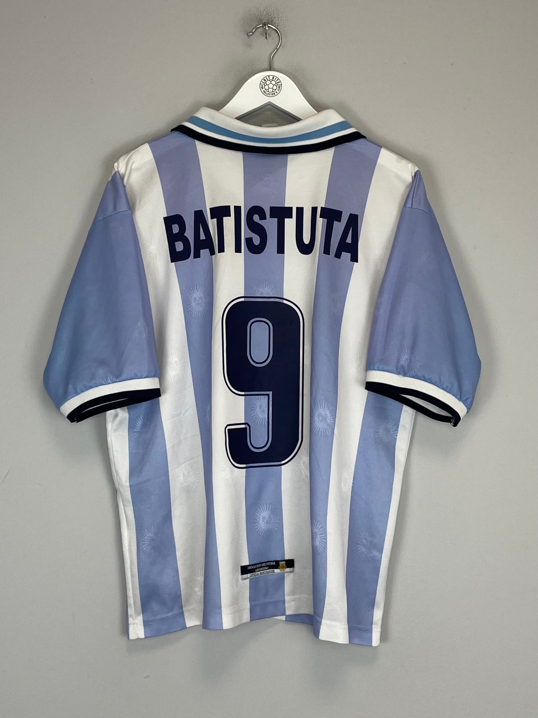 Shop 1999/00 ARGENTINA BATISTUTA #9 HOME SHIRT (M) REEBOK, classic football shirts, vintage football shirts & retro soccer jerseys at Cult Kits