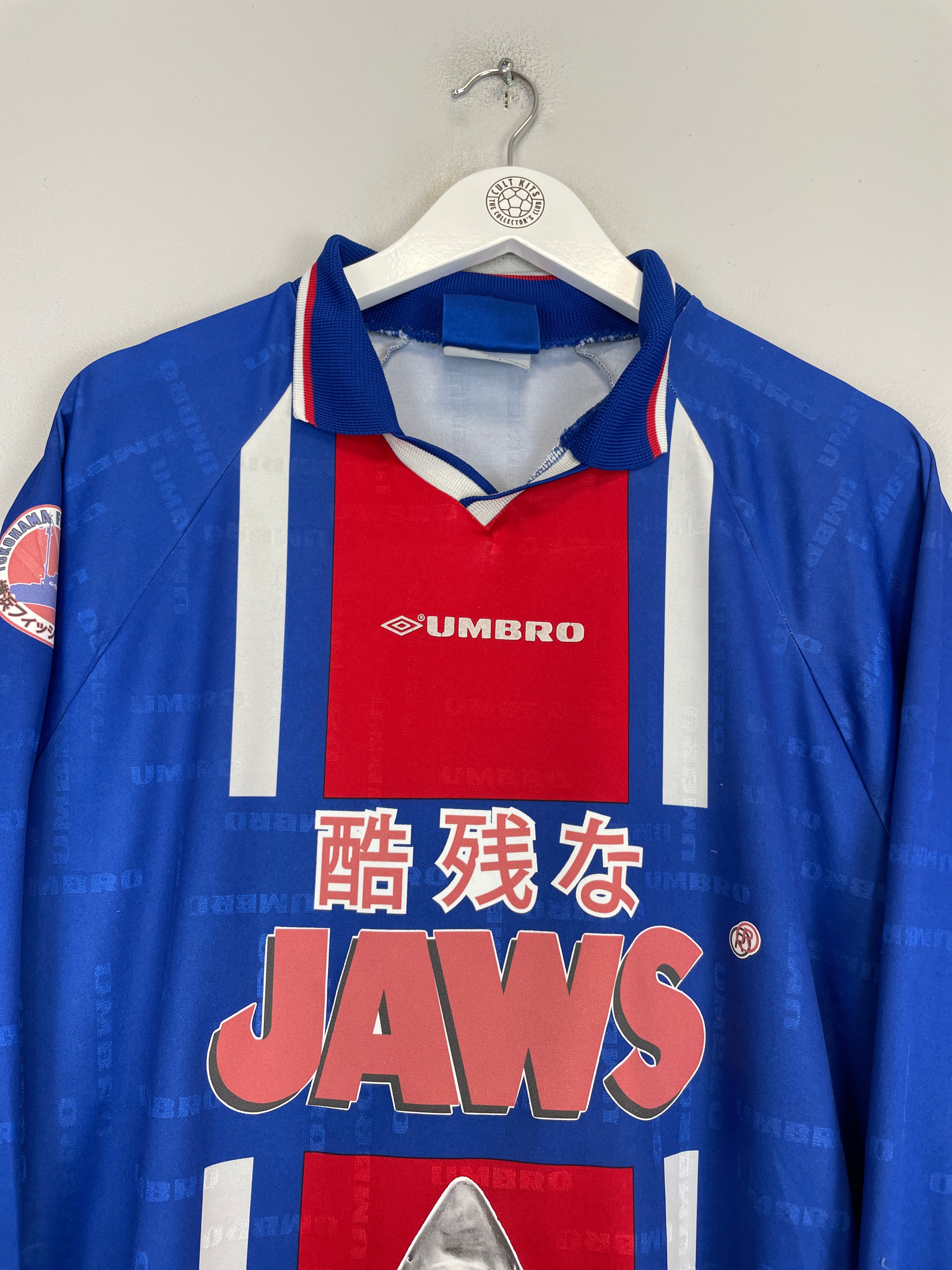 Shop 1997/98 JAWS X JAPANESE MOVIE MASHUP SHIRT (L) UMBRO, classic football shirts, vintage football shirts & retro soccer jerseys at Cult Kits