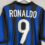 Shop 1998/99 INTER MILAN RONALDO #9 HOME SHIRT (M) NIKE, classic football shirts, vintage football shirts & retro soccer jerseys at Cult Kits