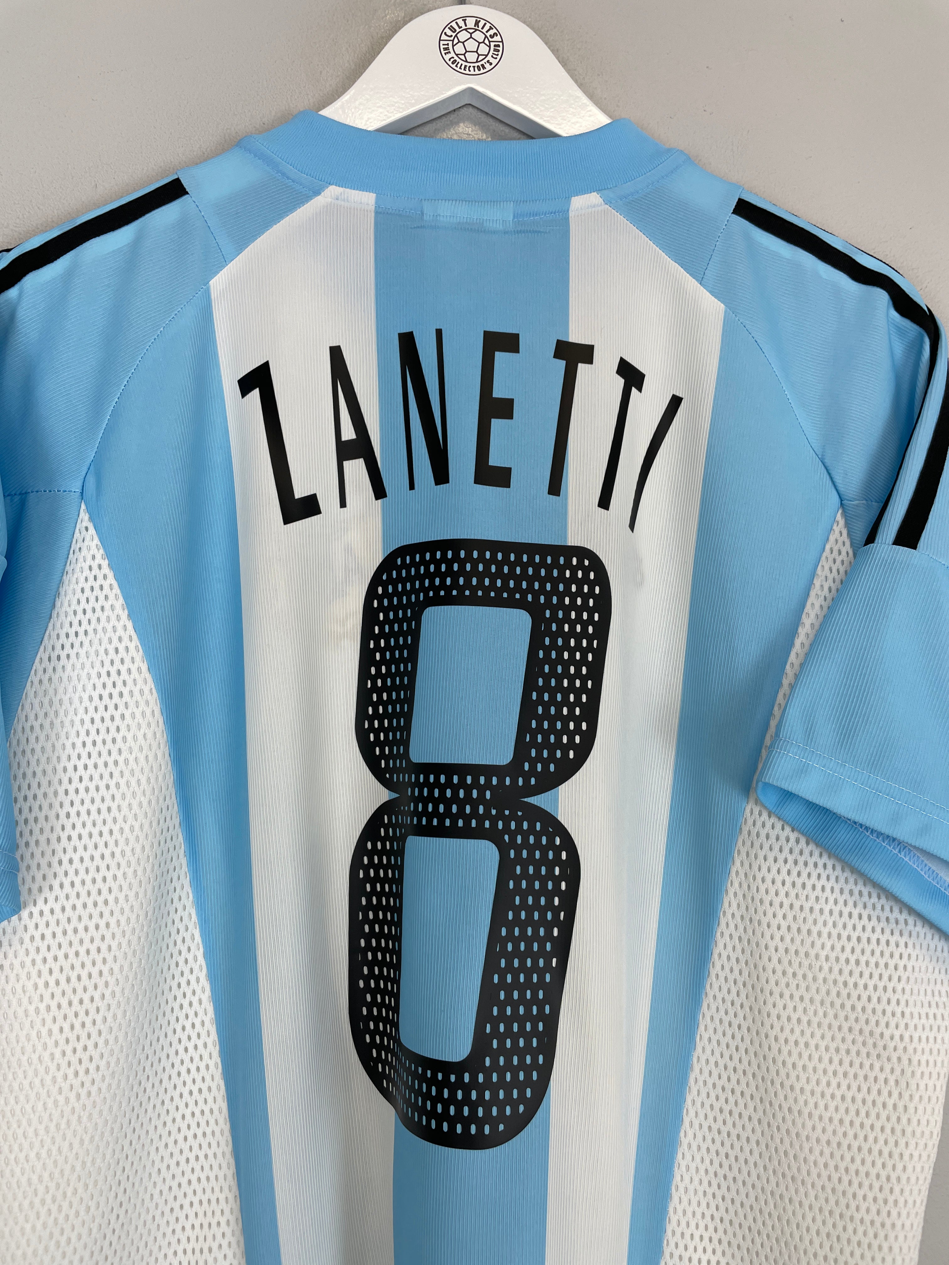 Shop 2002/04 ARGENTINA ZANETTI #8 HOME SHIRT (L) ADIDAS, classic football shirts, vintage football shirts & retro soccer jerseys at Cult Kits
