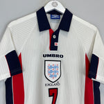 Shop 1998 ENGLAND BECKHAM #7 HOME SHIRT (M) UMBRO, classic football shirts, vintage football shirts & retro soccer jerseys at Cult Kits