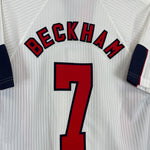Shop 1998 ENGLAND BECKHAM #7 HOME SHIRT (M) UMBRO, classic football shirts, vintage football shirts & retro soccer jerseys at Cult Kits