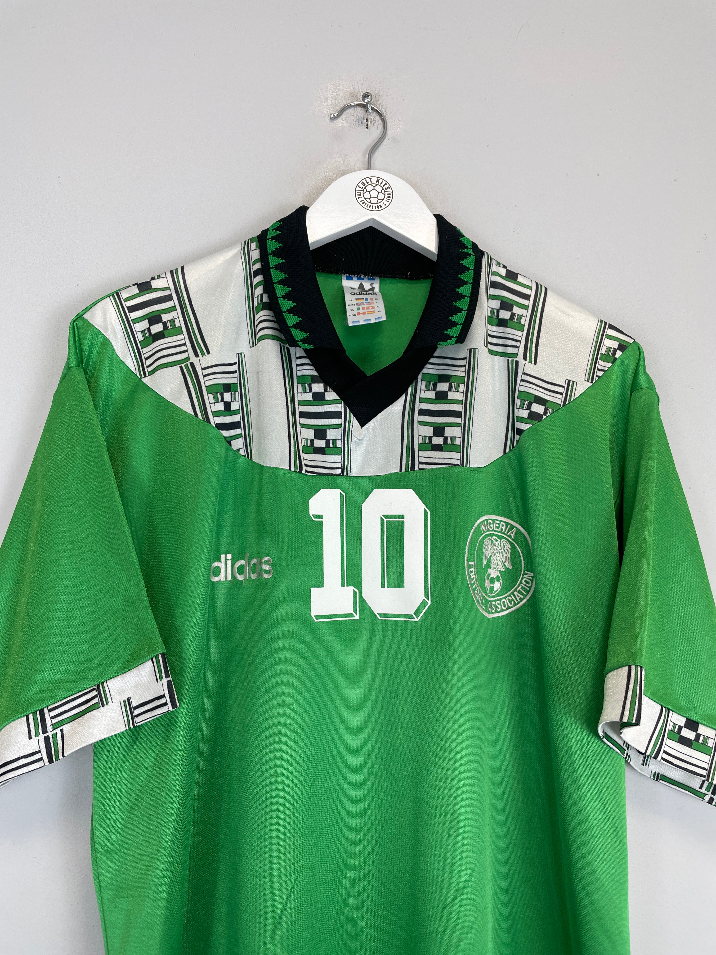 Shop 1994/95 NIGERIA OKOCHA #10 HOME SHIRT (XL) ADIDAS, classic football shirts, vintage football shirts & retro soccer jerseys at Cult Kits