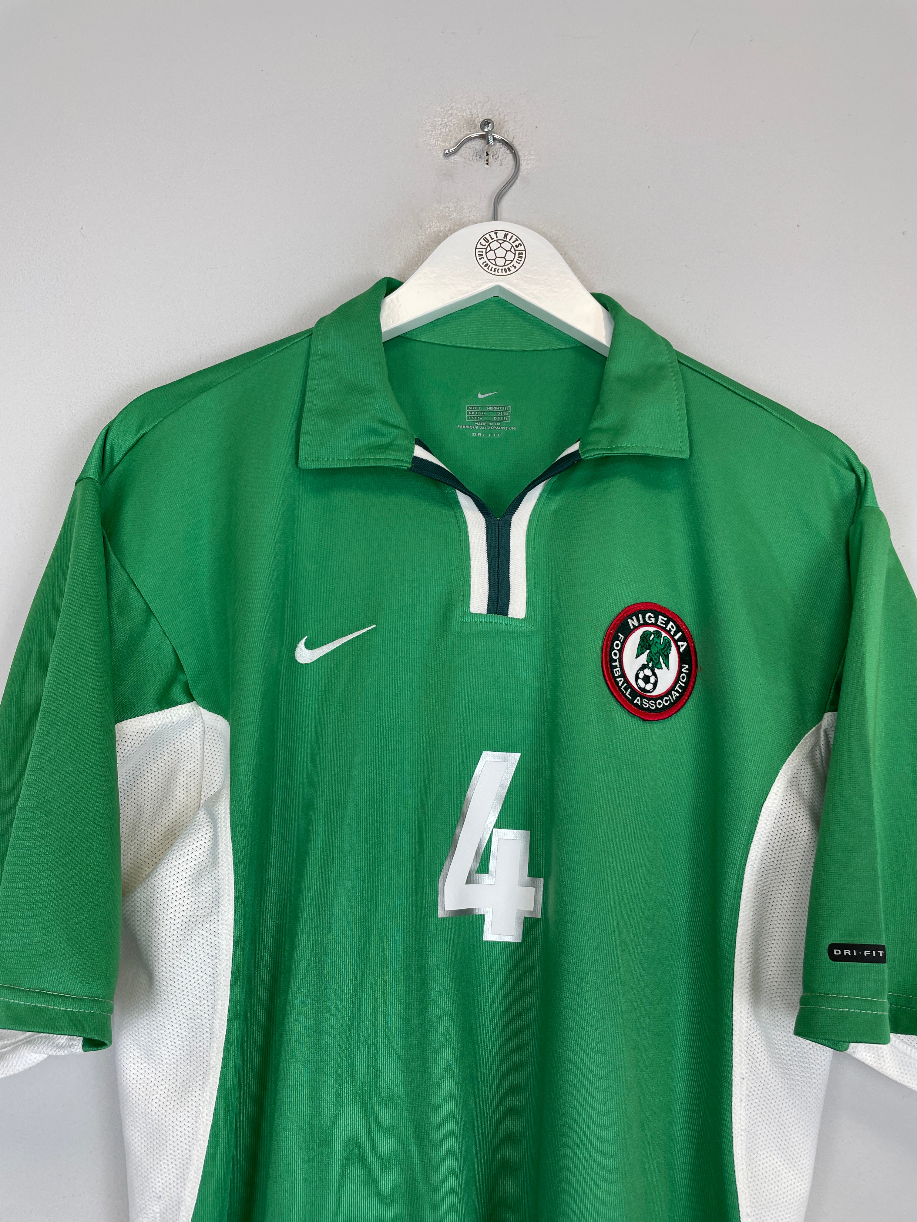 Shop 2000/01 NIGERIA KANU #4 HOME SHIRT (L) NIKE, classic football shirts, vintage football shirts & retro soccer jerseys at Cult Kits