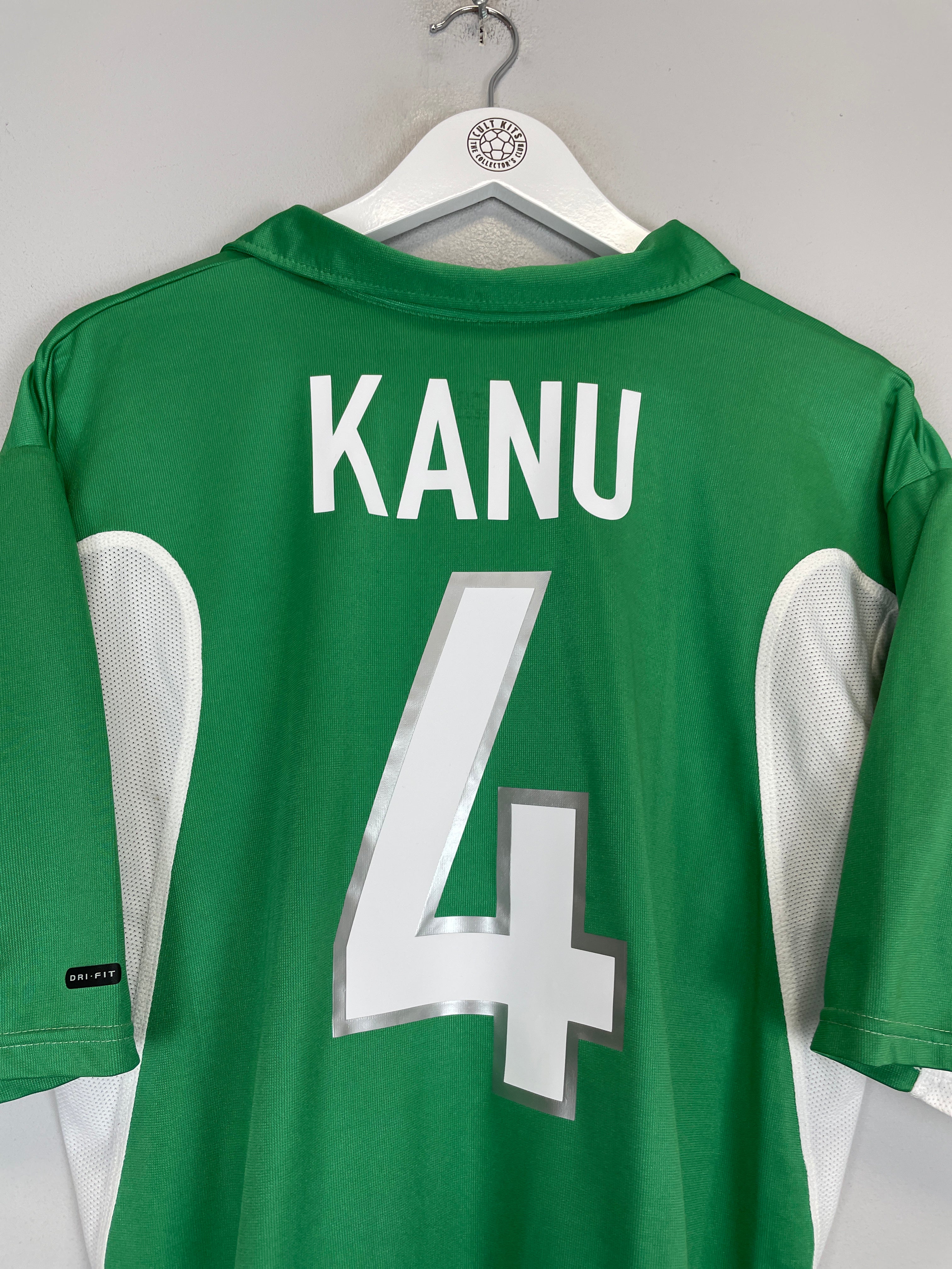 Shop 2000/01 NIGERIA KANU #4 HOME SHIRT (L) NIKE, classic football shirts, vintage football shirts & retro soccer jerseys at Cult Kits