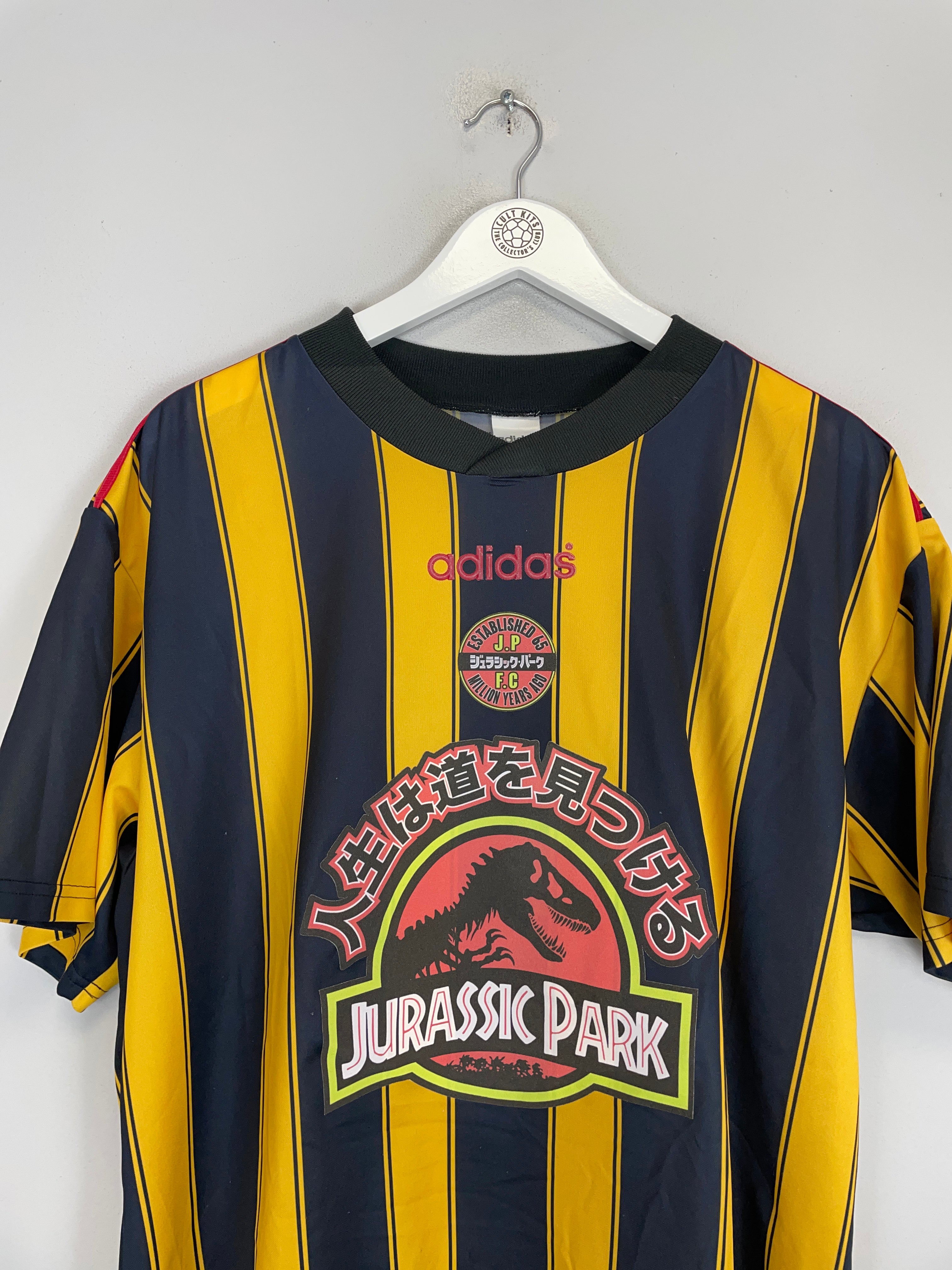Shop 1990/92 CULT KITS X JURASSIC PARK JAPANESE MOVIE MASHUP (XL) ADIDAS, classic football shirts, vintage football shirts & retro soccer jerseys at Cult Kits