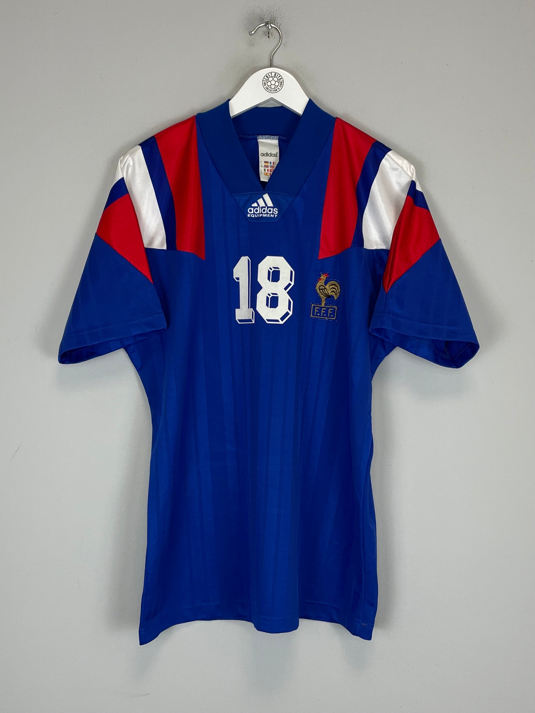 Shop 1992/94 FRANCE CANTONA #18 HOME SHIRT (M) ADIDAS, classic football shirts, vintage football shirts & retro soccer jerseys at Cult Kits