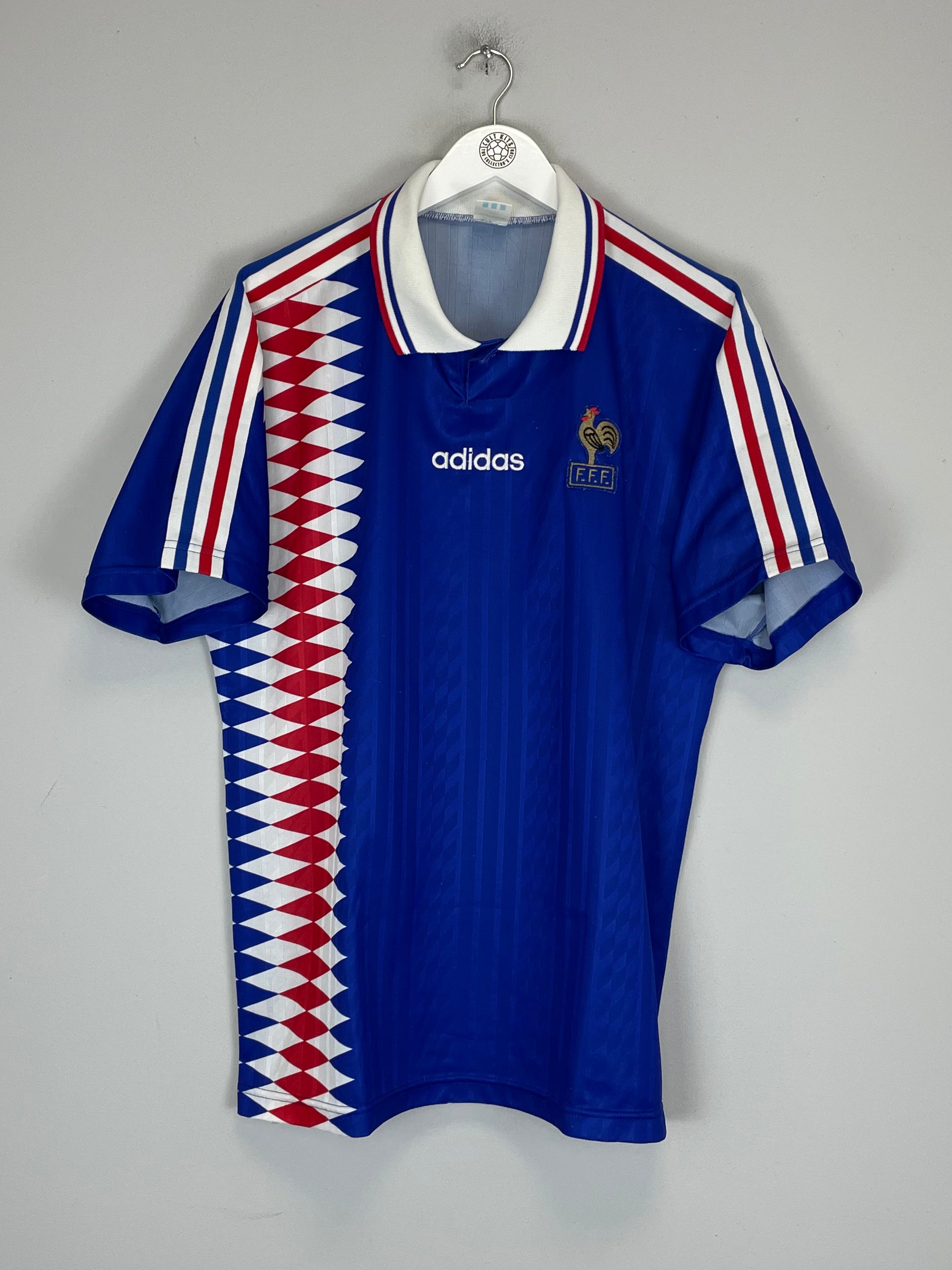 Shop 1994/96 FRANCE HOME SHIRT (L) ADIDAS, classic football shirts, vintage football shirts & retro soccer jerseys at Cult Kits