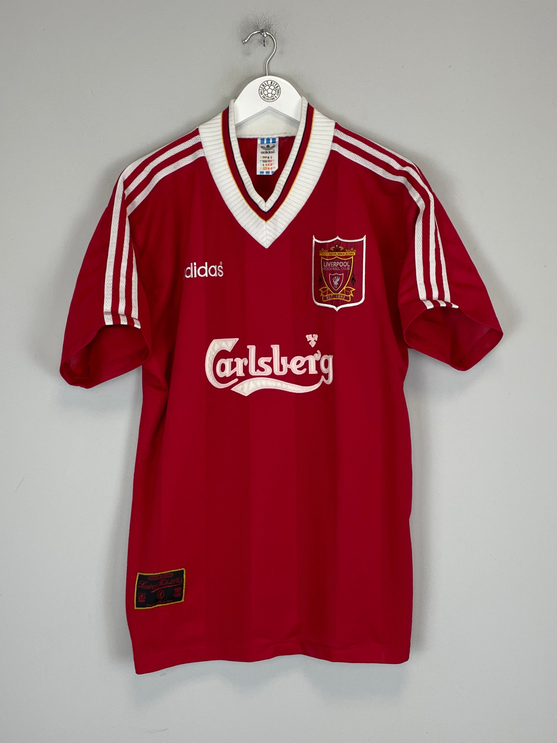 Shop 1995/96 LIVERPOOL RUSH #9 HOME SHIRT (L) ADIDAS, classic football shirts, vintage football shirts & retro soccer jerseys at Cult Kits