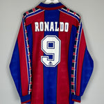 Shop 1995/97 BARCELONA RONALDO #9 L/S HOME SHIRT (L) KAPPA, classic football shirts, vintage football shirts & retro soccer jerseys at Cult Kits