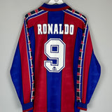 Shop 1995/97 BARCELONA RONALDO #9 L/S HOME SHIRT (L) KAPPA, classic football shirts, vintage football shirts & retro soccer jerseys at Cult Kits