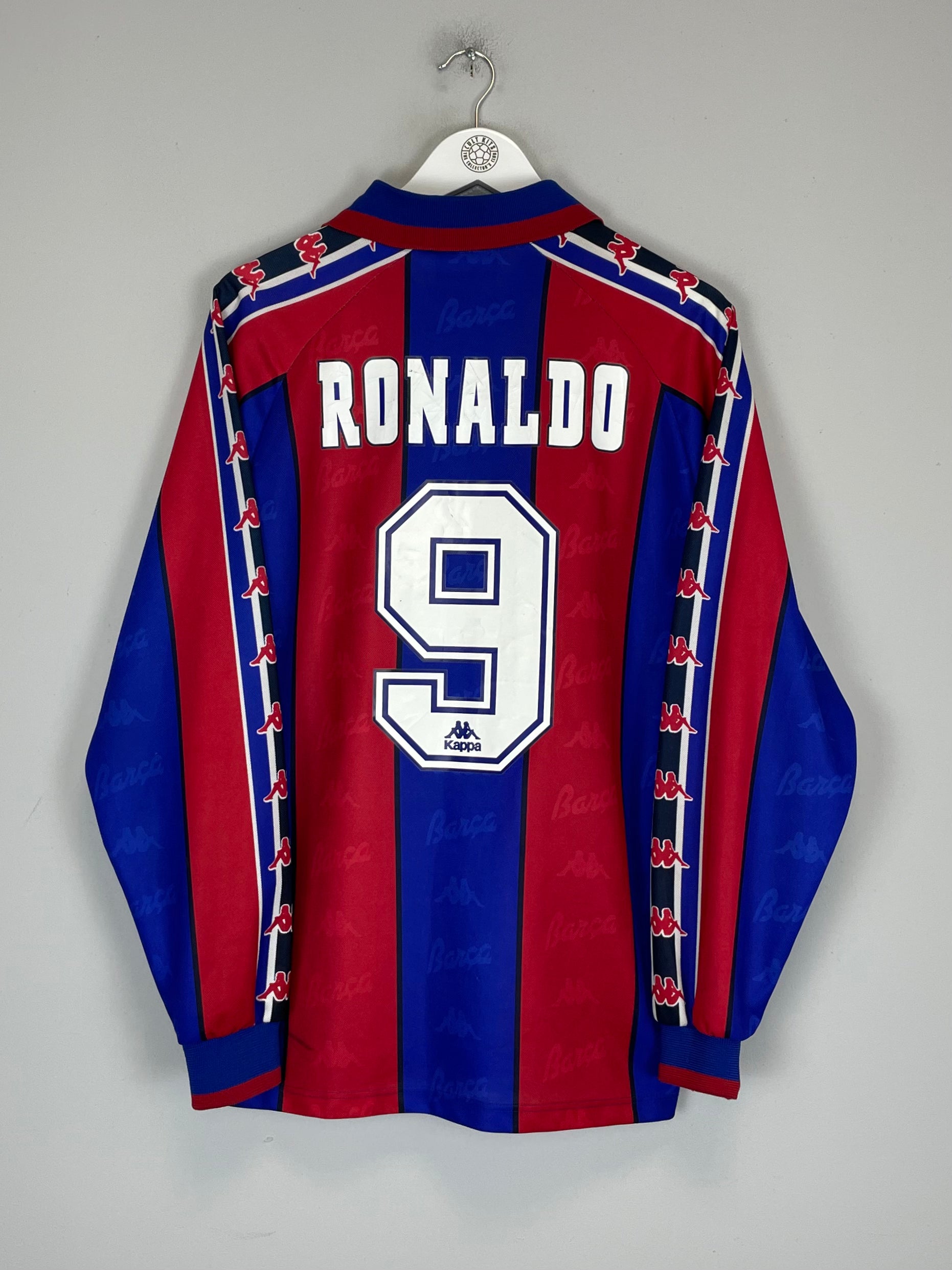 Shop 1995/97 BARCELONA RONALDO #9 L/S HOME SHIRT (L) KAPPA, classic football shirts, vintage football shirts & retro soccer jerseys at Cult Kits