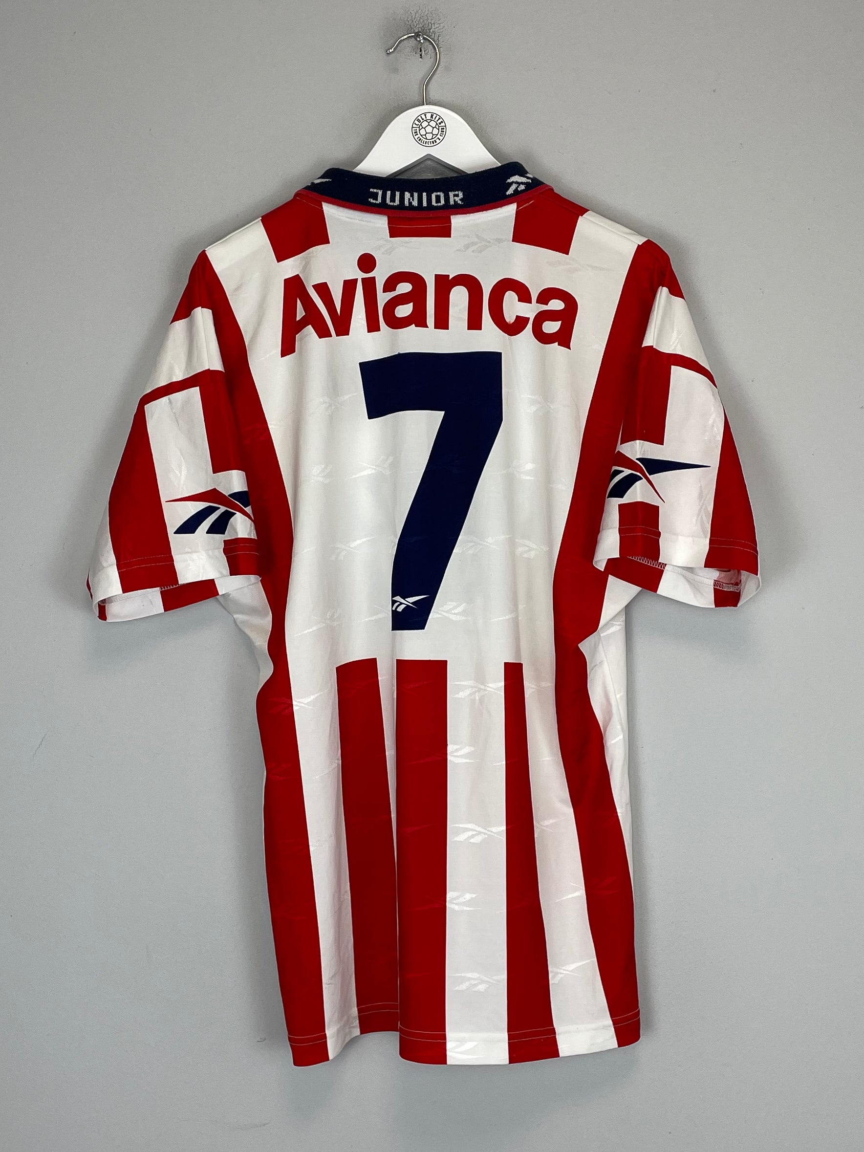 Shop 1996/97 ATLETICO JUNIOR #7 HOME SHIRT (M) REEBOK, classic football shirts, vintage football shirts & retro soccer jerseys at Cult Kits