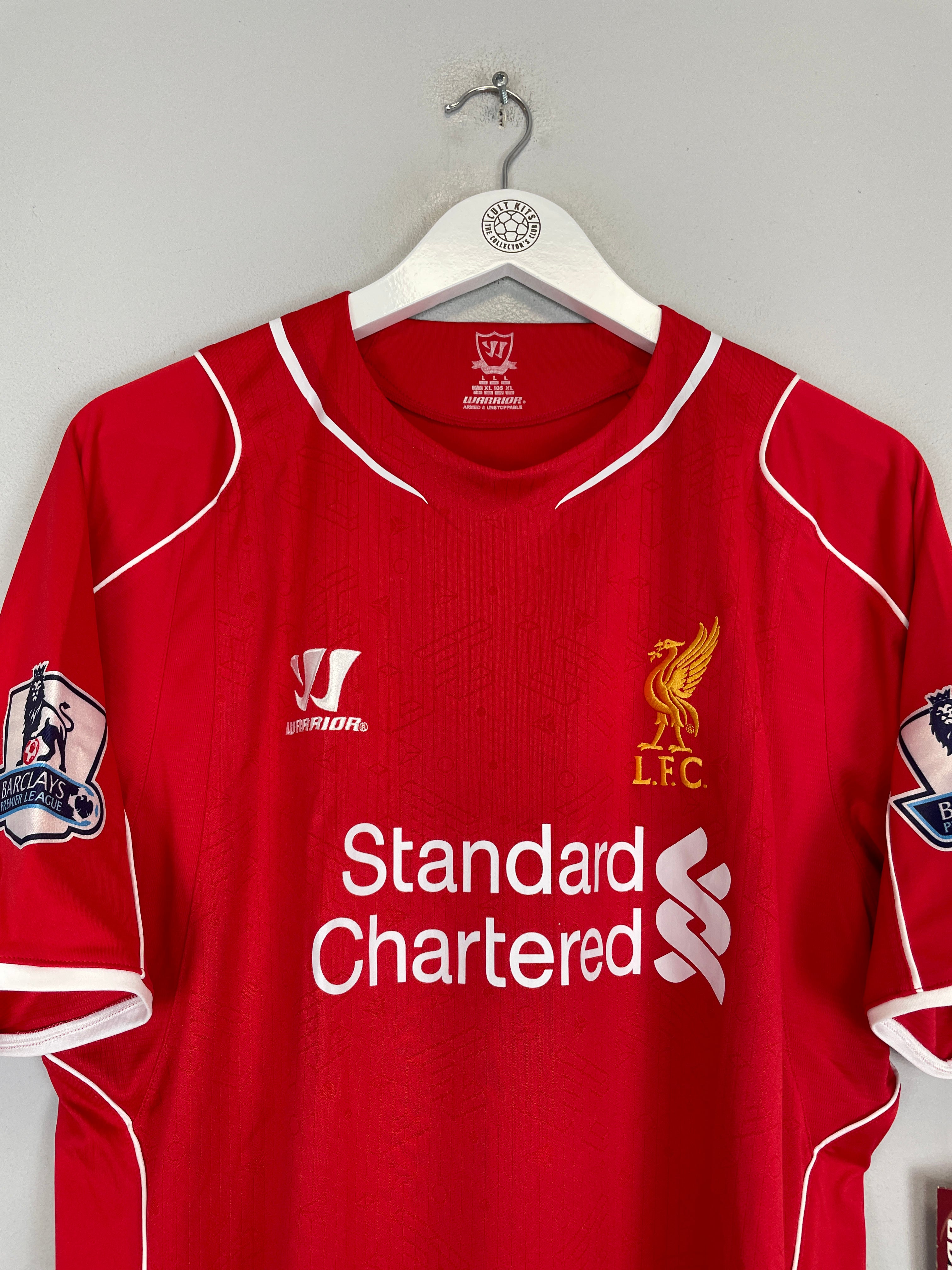 Shop 2014/15 LIVERPOOL GERRARD #8 *BNWT* HOME SHIRT (L) WARRIOR, classic football shirts, vintage football shirts & retro soccer jerseys at Cult Kits