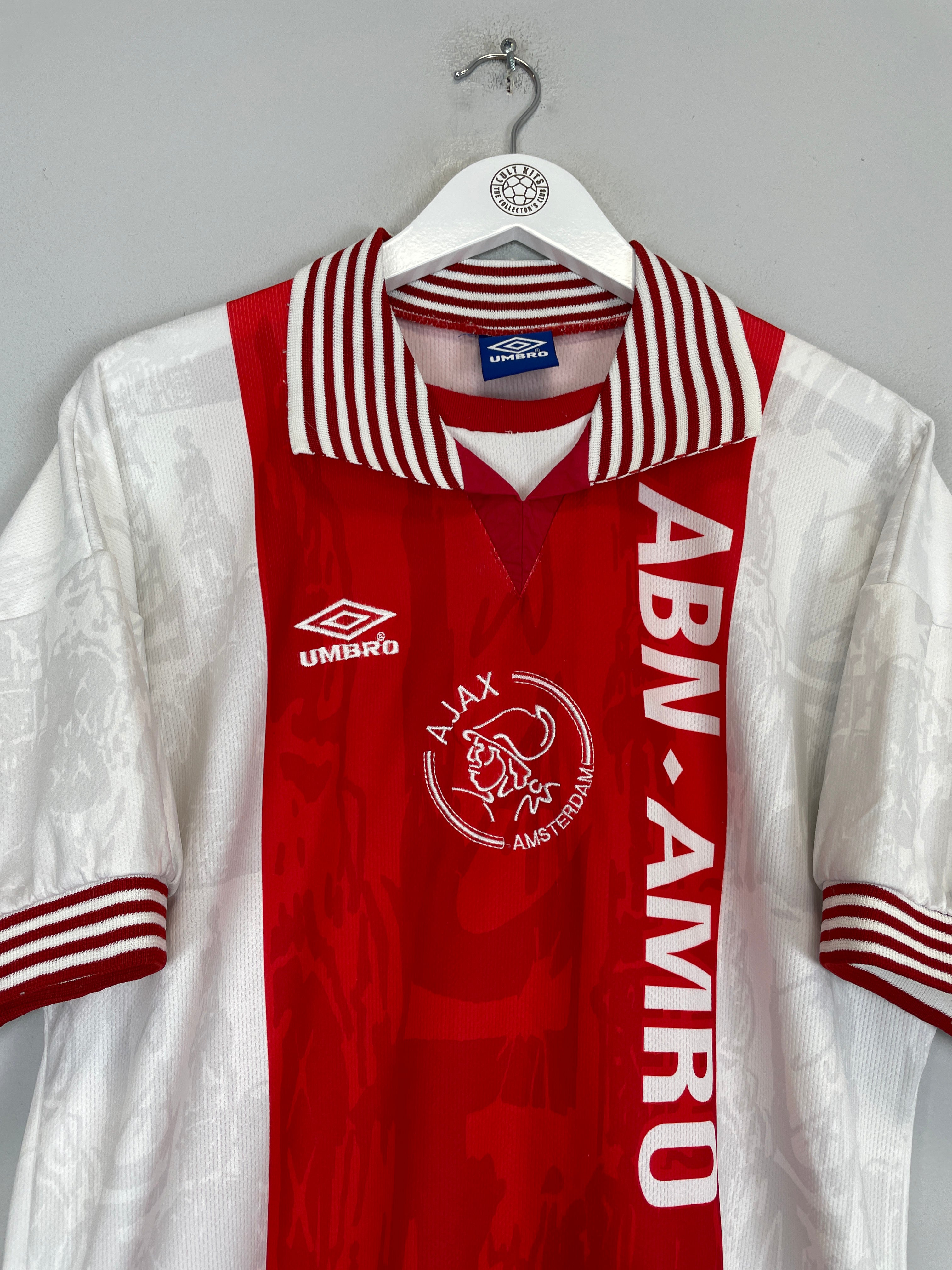 Shop 1996/97 AJAX LITMANEN #10 HOME SHIRT (L) UMBRO, classic football shirts, vintage football shirts & retro soccer jerseys at Cult Kits