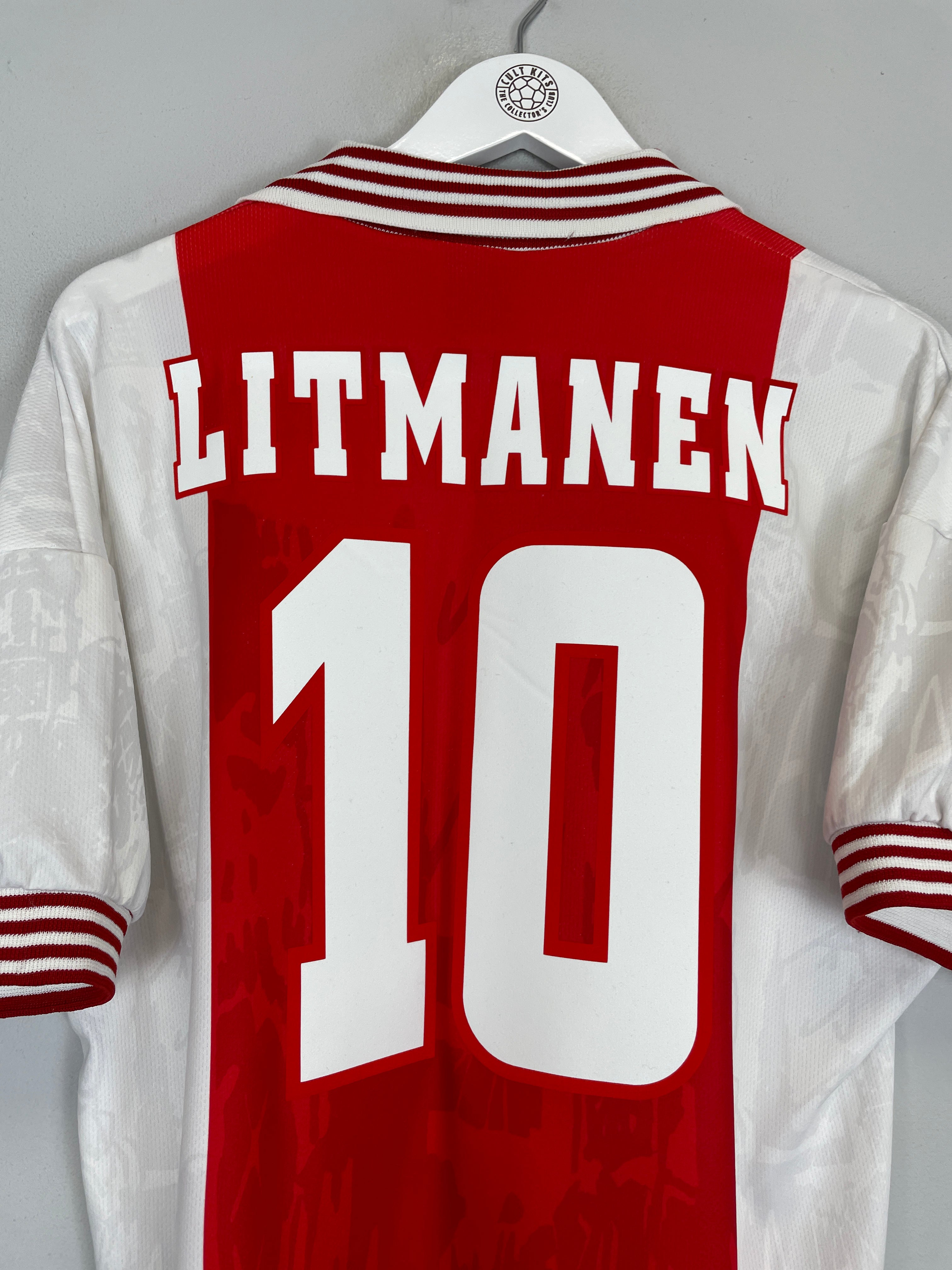 Shop 1996/97 AJAX LITMANEN #10 HOME SHIRT (L) UMBRO, classic football shirts, vintage football shirts & retro soccer jerseys at Cult Kits