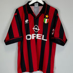 Shop 1996/97 AC MILAN MALDINI #3 HOME SHIRT (L) LOTTO, classic football shirts, vintage football shirts & retro soccer jerseys at Cult Kits