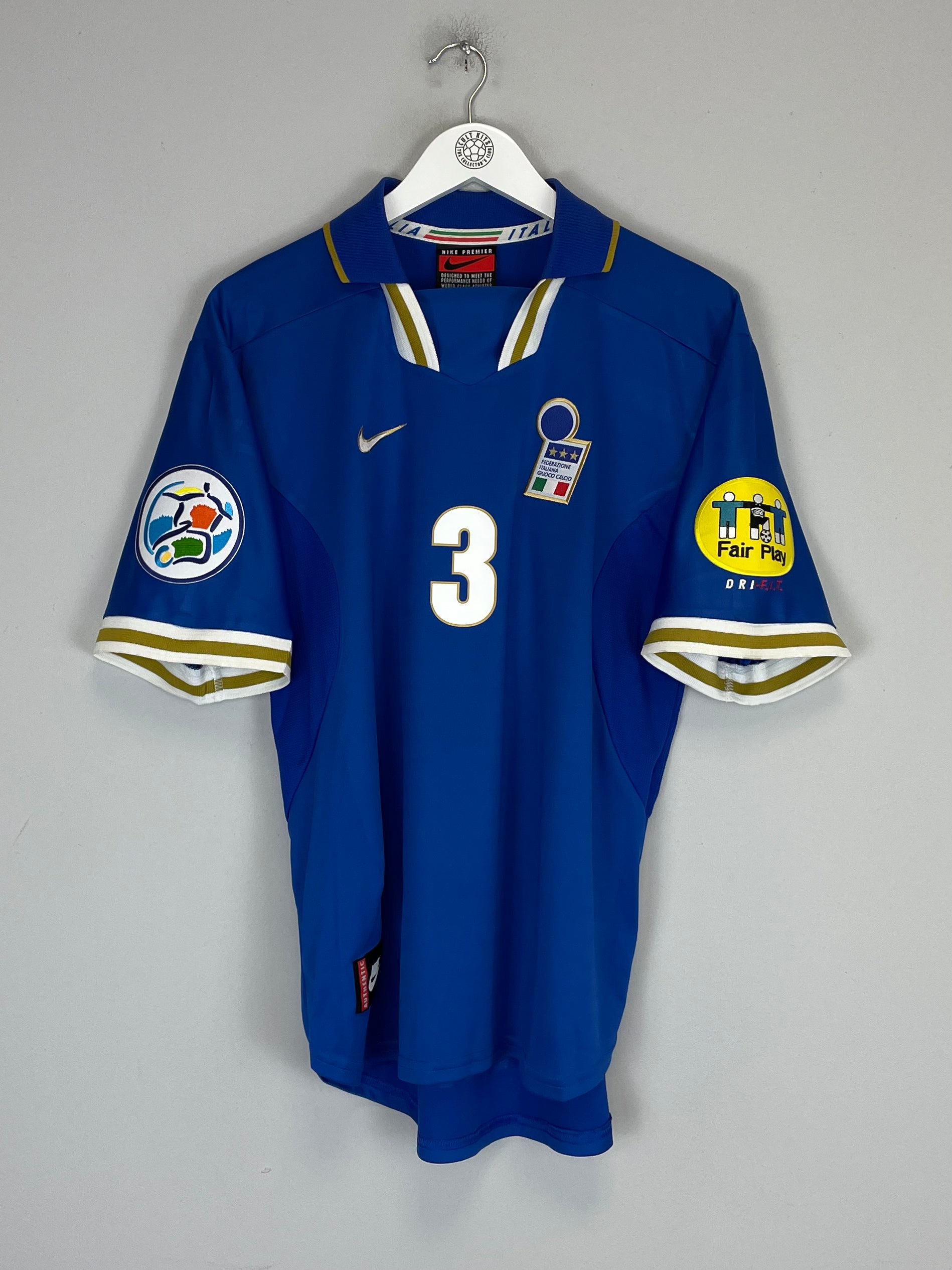 Shop 1996 ITALY MALDINI #3 HOME SHIRT (L) NIKE, classic football shirts, vintage football shirts & retro soccer jerseys at Cult Kits