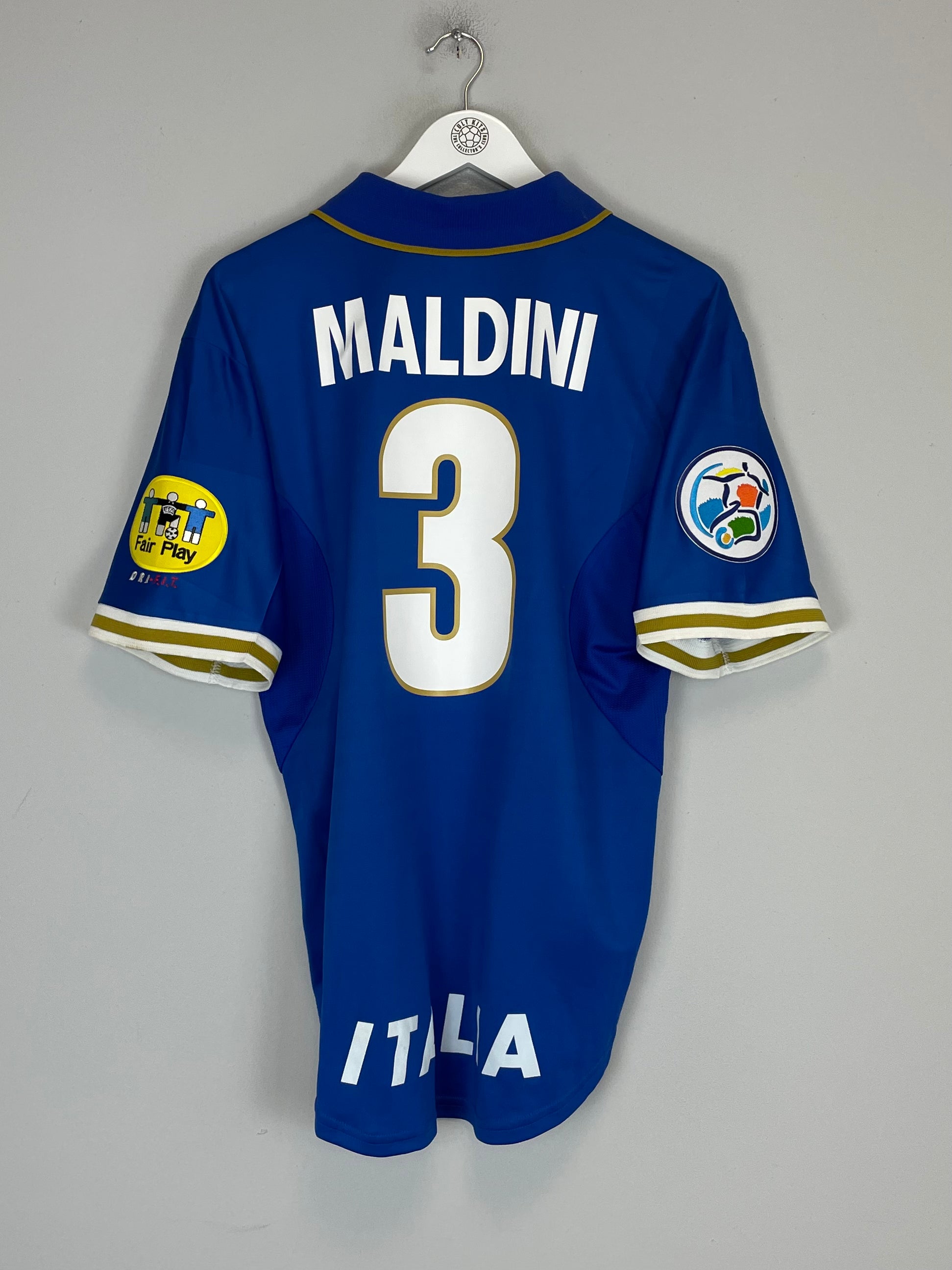 Shop 1996 ITALY MALDINI #3 HOME SHIRT (L) NIKE, classic football shirts, vintage football shirts & retro soccer jerseys at Cult Kits