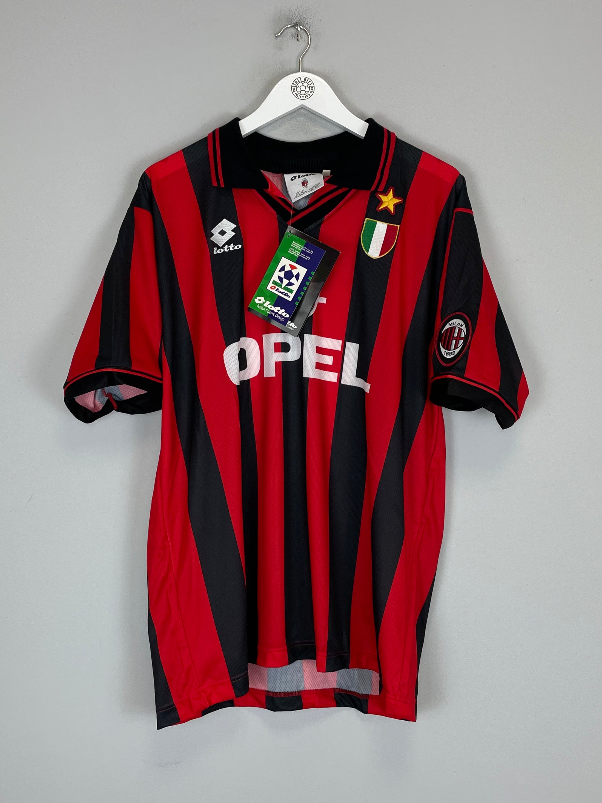 Shop 1995/96 AC MILAN BARESI #6 *BNWT* HOME SHIRT (L) LOTTO, classic football shirts, vintage football shirts & retro soccer jerseys at Cult Kits