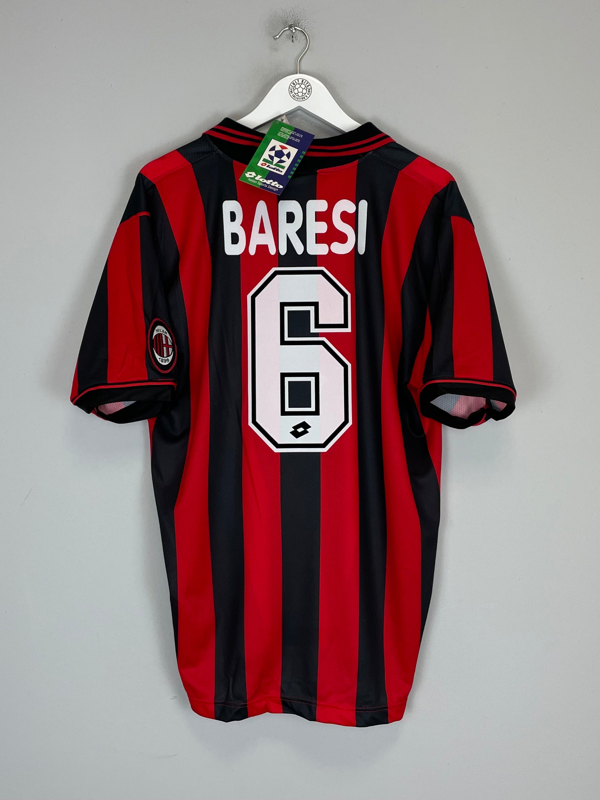 Shop 1995/96 AC MILAN BARESI #6 *BNWT* HOME SHIRT (L) LOTTO, classic football shirts, vintage football shirts & retro soccer jerseys at Cult Kits