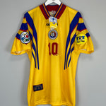 Shop 1996/98 ROMANIA HAGI #10 *BNWT* HOME SHIRT (L) ADIDAS, classic football shirts, vintage football shirts & retro soccer jerseys at Cult Kits