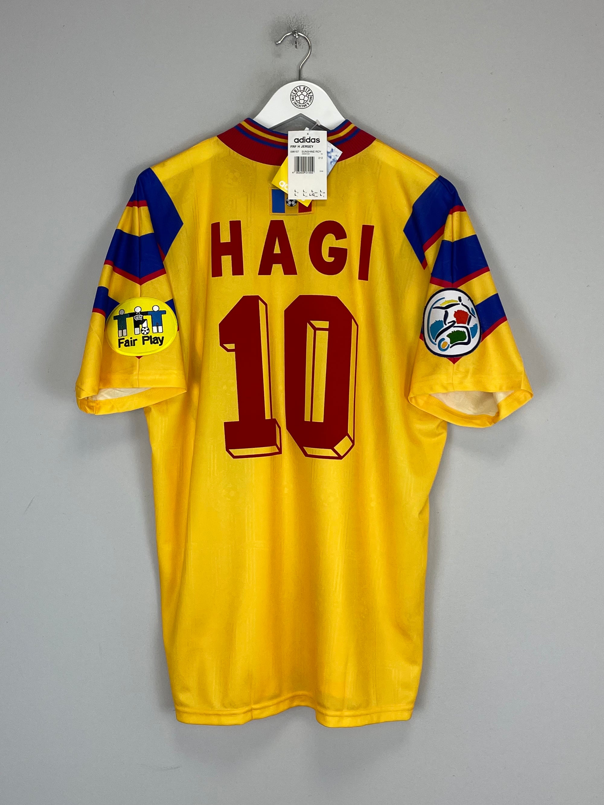 Shop 1996/98 ROMANIA HAGI #10 *BNWT* HOME SHIRT (L) ADIDAS, classic football shirts, vintage football shirts & retro soccer jerseys at Cult Kits