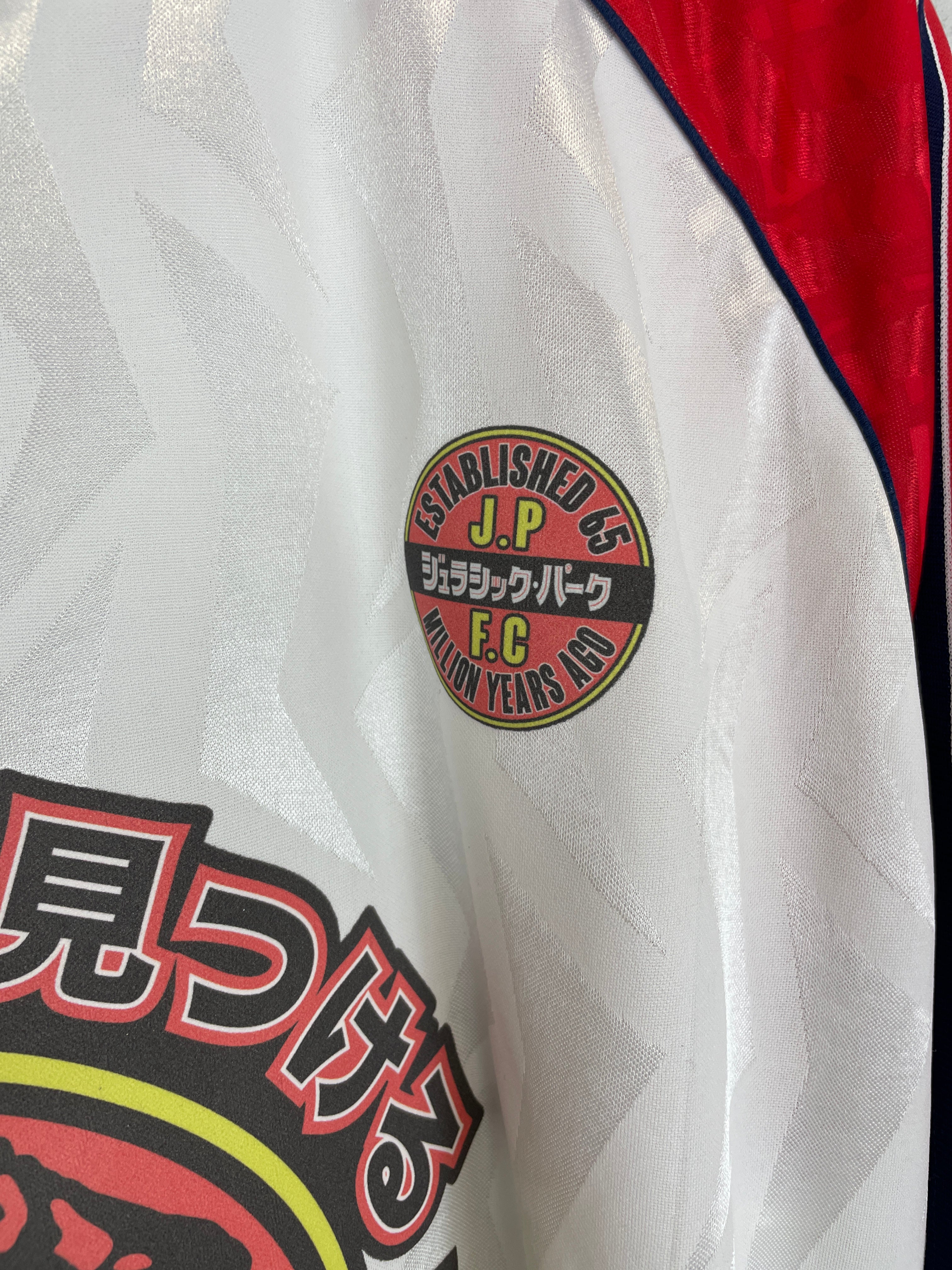 Shop 1991 JURASSIC PARK X JAPANESE MOVIE MASHUP L/S SHIRT (XL) ADIDAS, classic football shirts, vintage football shirts & retro soccer jerseys at Cult Kits