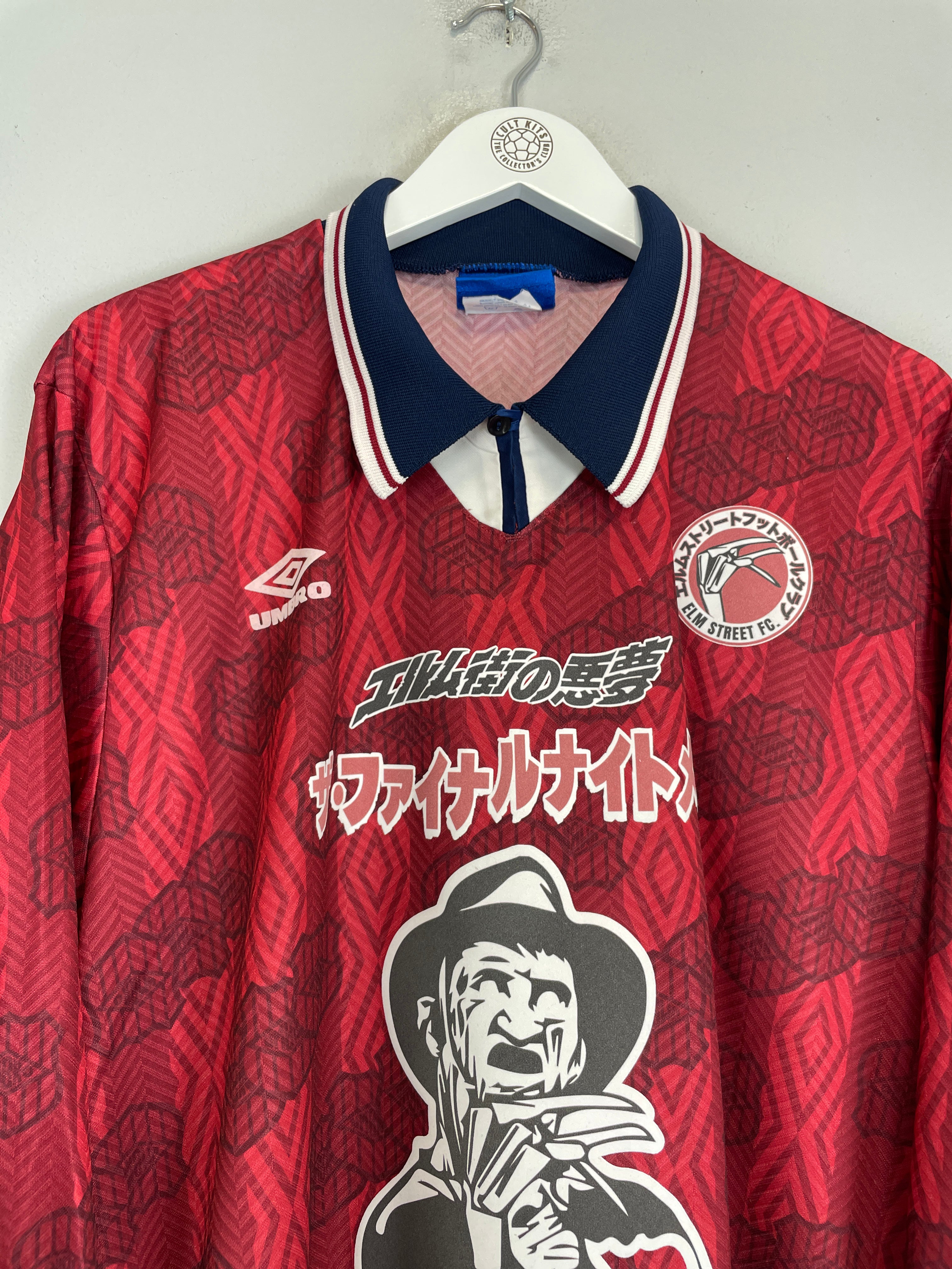Shop 1994/95 NIGHTMARE ON ELM STREET X JAPENESE MOVIE MASHUP SHIRT (XL) UMBRO, classic football shirts, vintage football shirts & retro soccer jerseys at Cult Kits