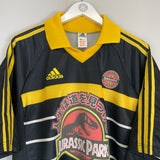 Shop 1998/00 JURASSIC PARK X JAPANESE MOVIE MASHUP SHIRT (L) ADIDAS, classic football shirts, vintage football shirts & retro soccer jerseys at Cult Kits