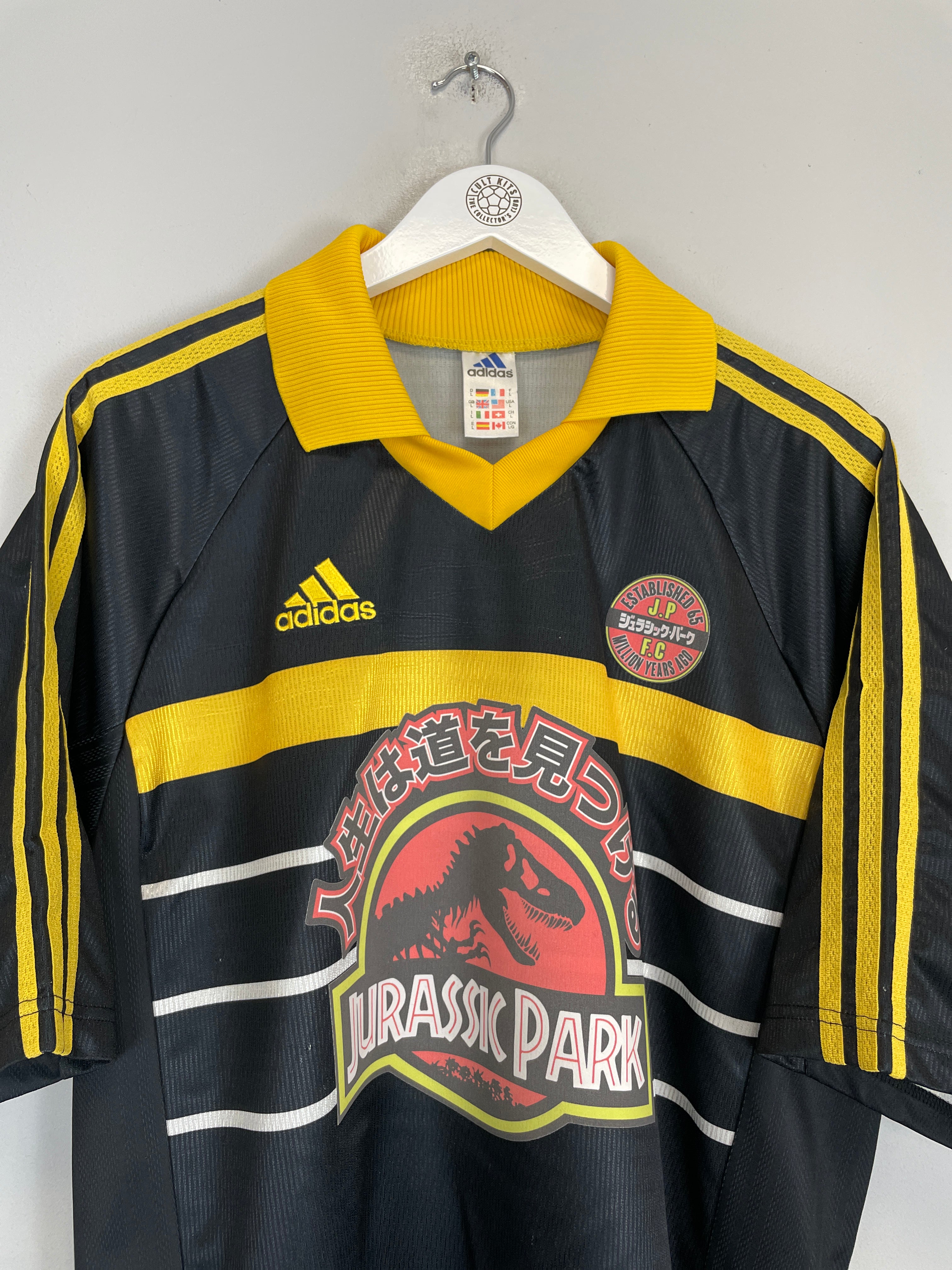 Shop 1998/00 JURASSIC PARK X JAPANESE MOVIE MASHUP SHIRT (L) ADIDAS, classic football shirts, vintage football shirts & retro soccer jerseys at Cult Kits