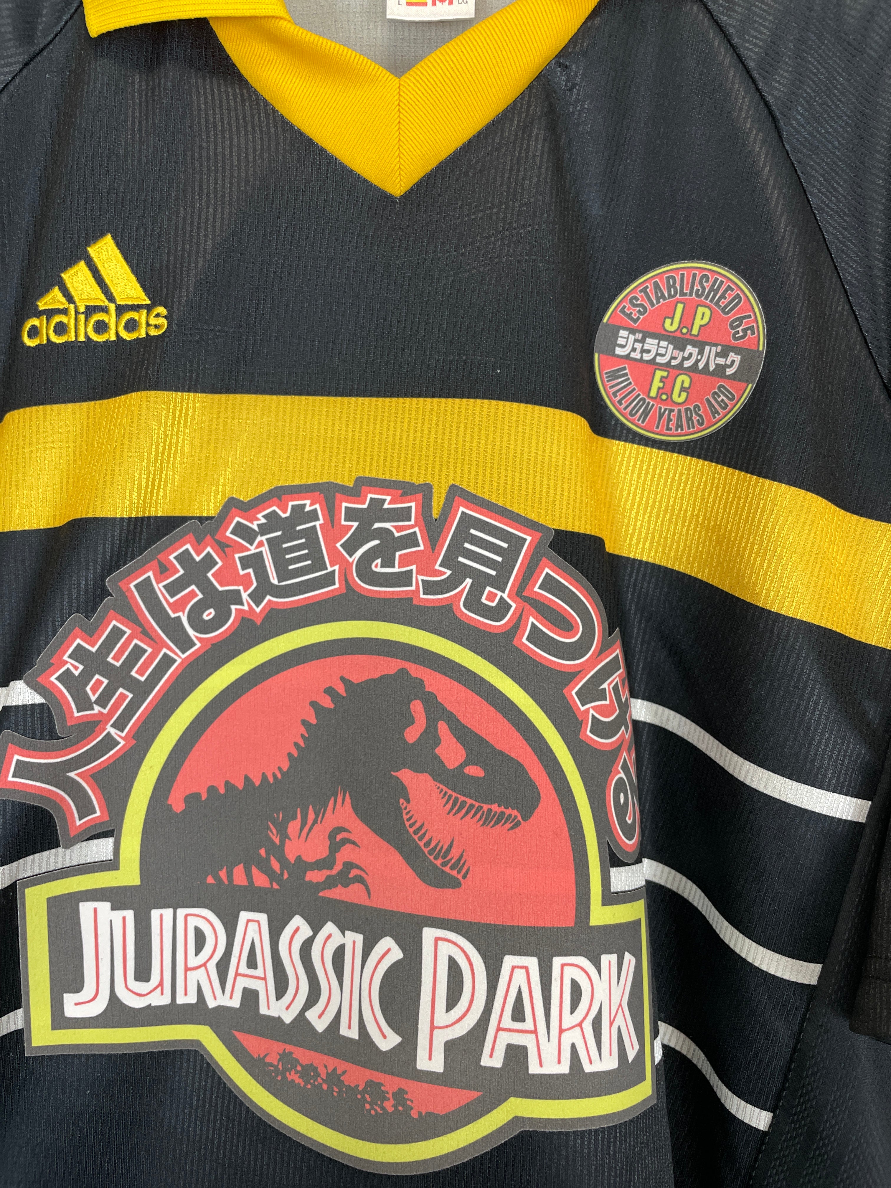 Shop 1998/00 JURASSIC PARK X JAPANESE MOVIE MASHUP SHIRT (L) ADIDAS, classic football shirts, vintage football shirts & retro soccer jerseys at Cult Kits