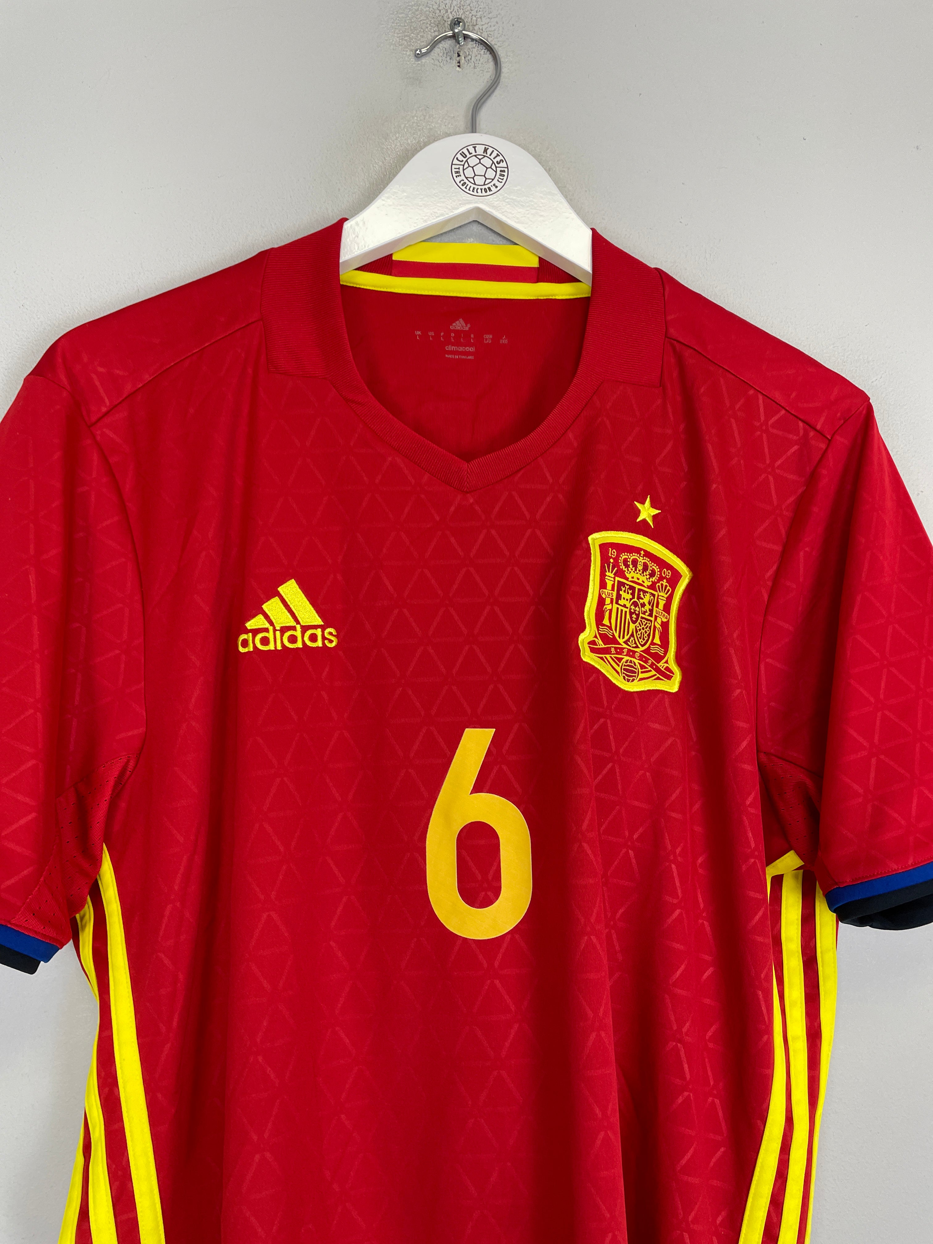Shop 2016/17 SPAIN A.INIESTA #6 HOME SHIRT (L) ADIDAS, classic football shirts, vintage football shirts & retro soccer jerseys at Cult Kits