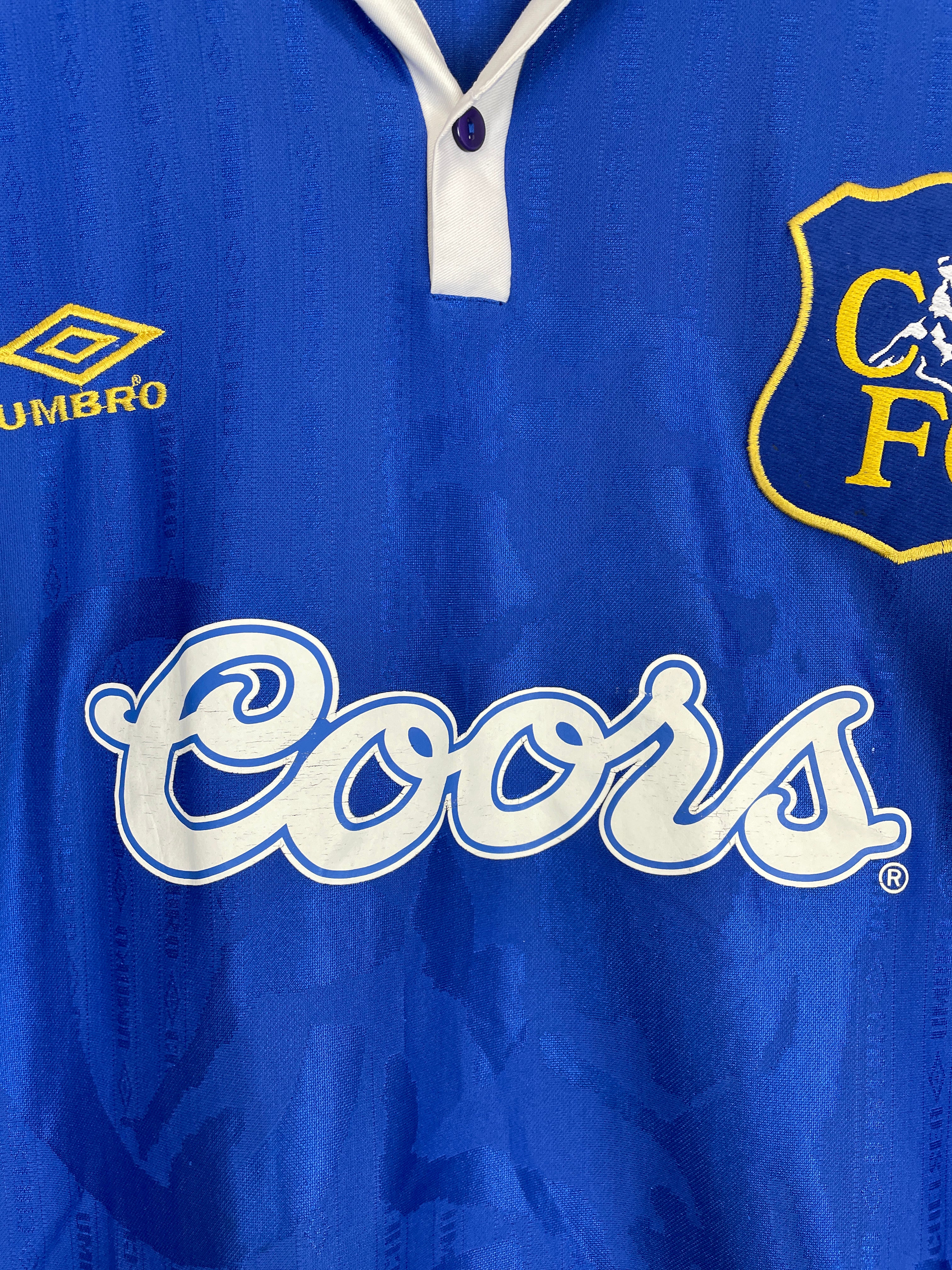 Shop 1995/97 CHELSEA GULLIT #10 HOME SHIRT (M) UMBRO, classic football shirts, vintage football shirts & retro soccer jerseys at Cult Kits