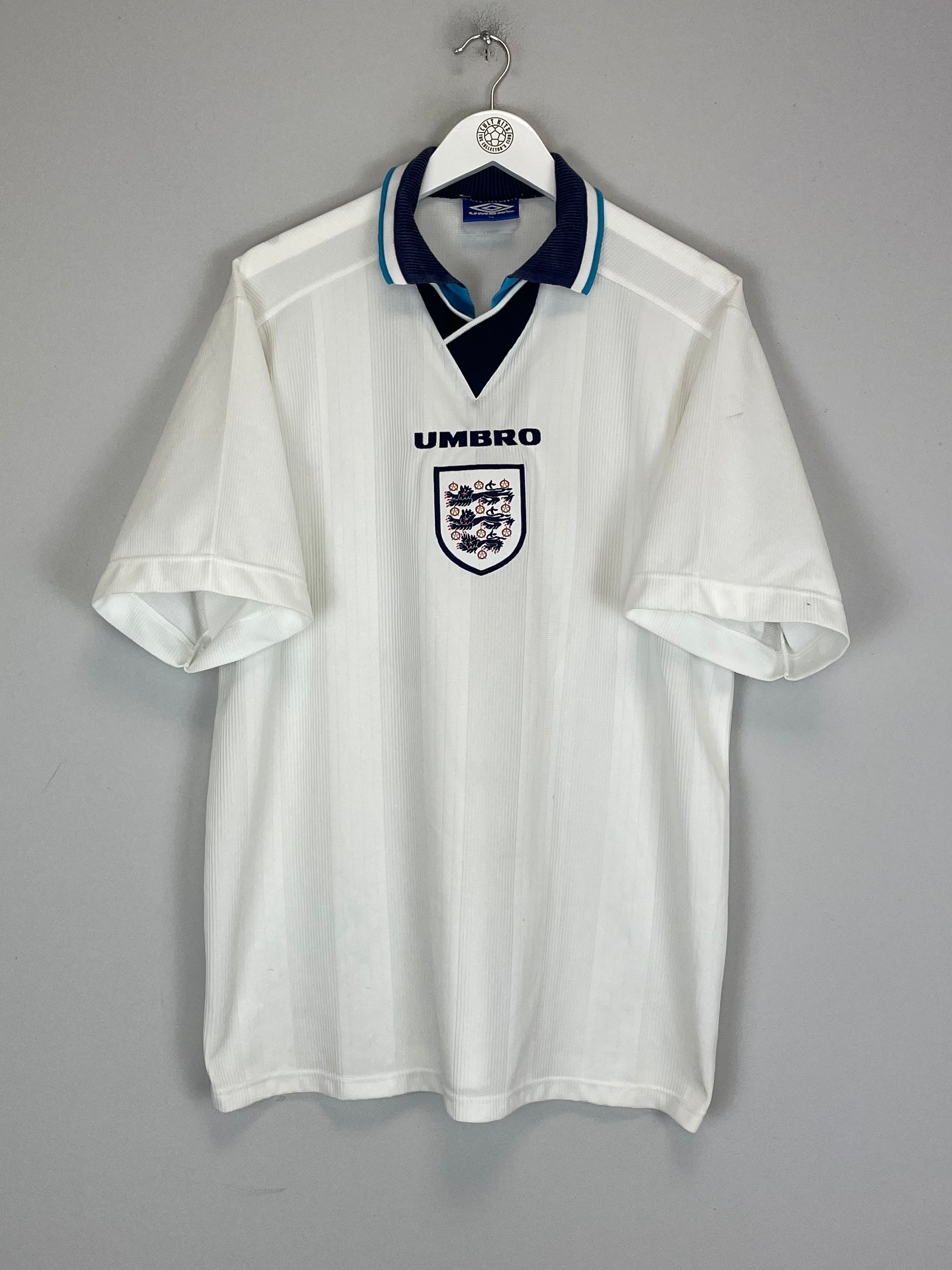 Shop 1995/97 ENGLAND HOME SHIRT (XL) UMBRO, classic football shirts, vintage football shirts & retro soccer jerseys at Cult Kits