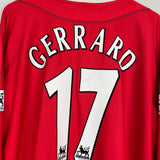 Shop 2002/04 LIVERPOOL GERRARD #17 L/S HOME SHIRT (XL) REEBOK, classic football shirts, vintage football shirts & retro soccer jerseys at Cult Kits