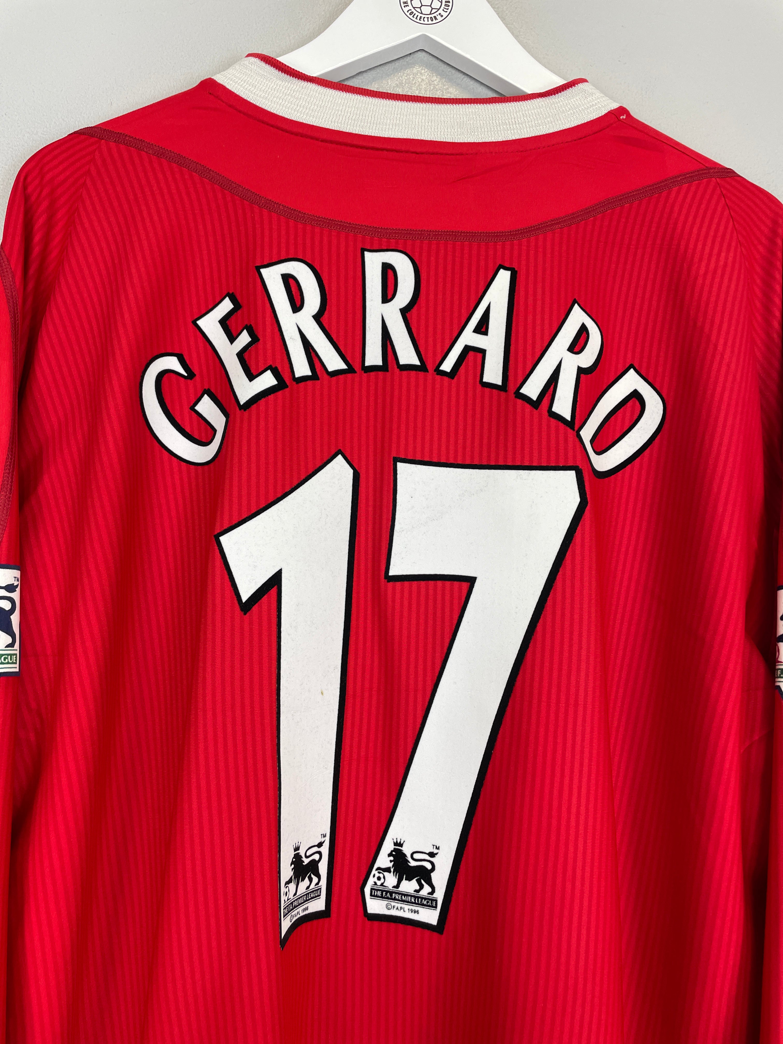 Shop 2002/04 LIVERPOOL GERRARD #17 L/S HOME SHIRT (XL) REEBOK, classic football shirts, vintage football shirts & retro soccer jerseys at Cult Kits