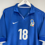 Shop 1997/98 ITALY R.BAGGIO #18 HOME SHIRT (L) NIKE, classic football shirts, vintage football shirts & retro soccer jerseys at Cult Kits