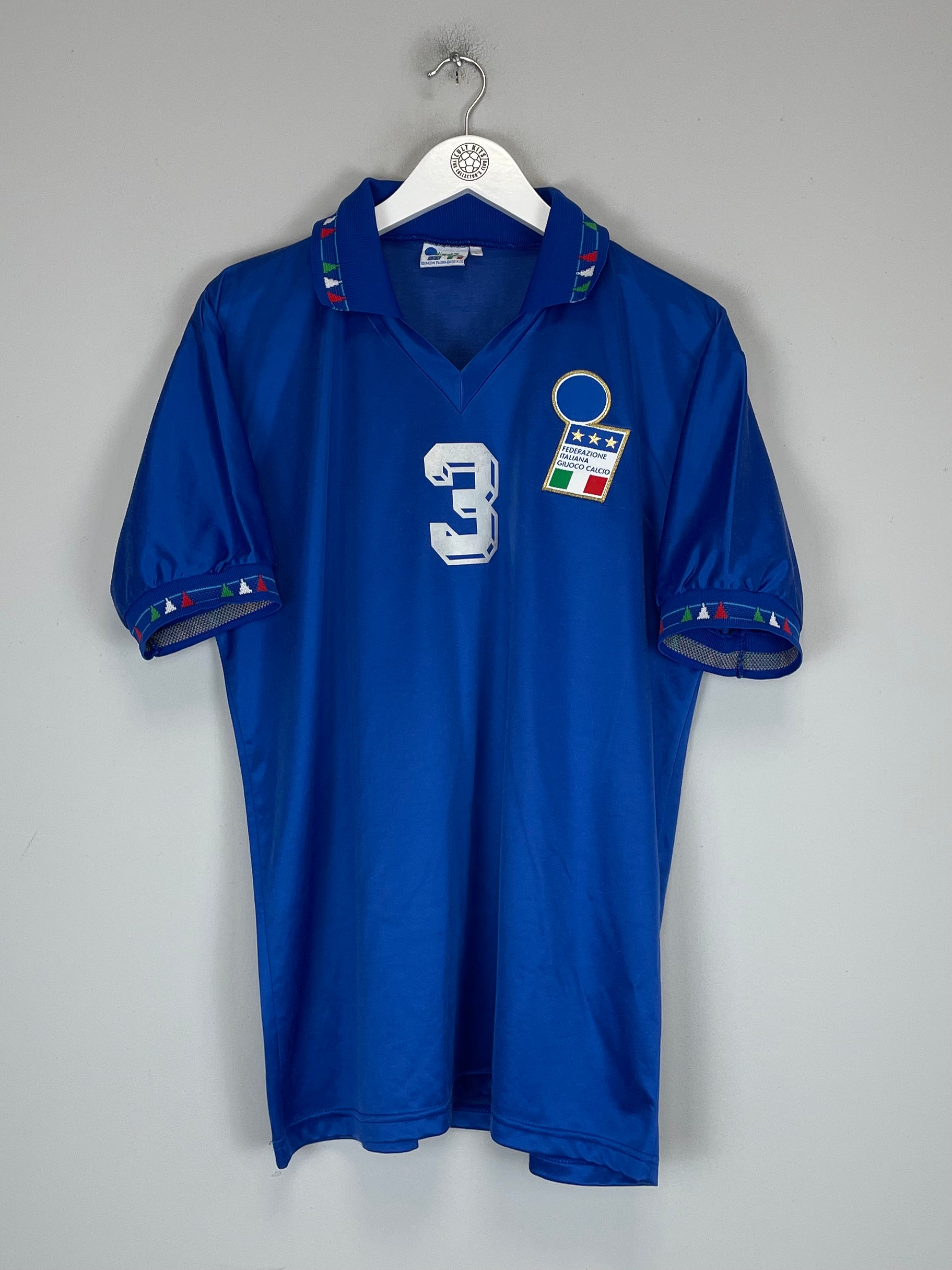 Shop 1992/93 ITALY FAVALLI #3 *PLAYER ISSUE* HOME SHIRT (L) DIADORA, classic football shirts, vintage football shirts & retro soccer jerseys at Cult Kits