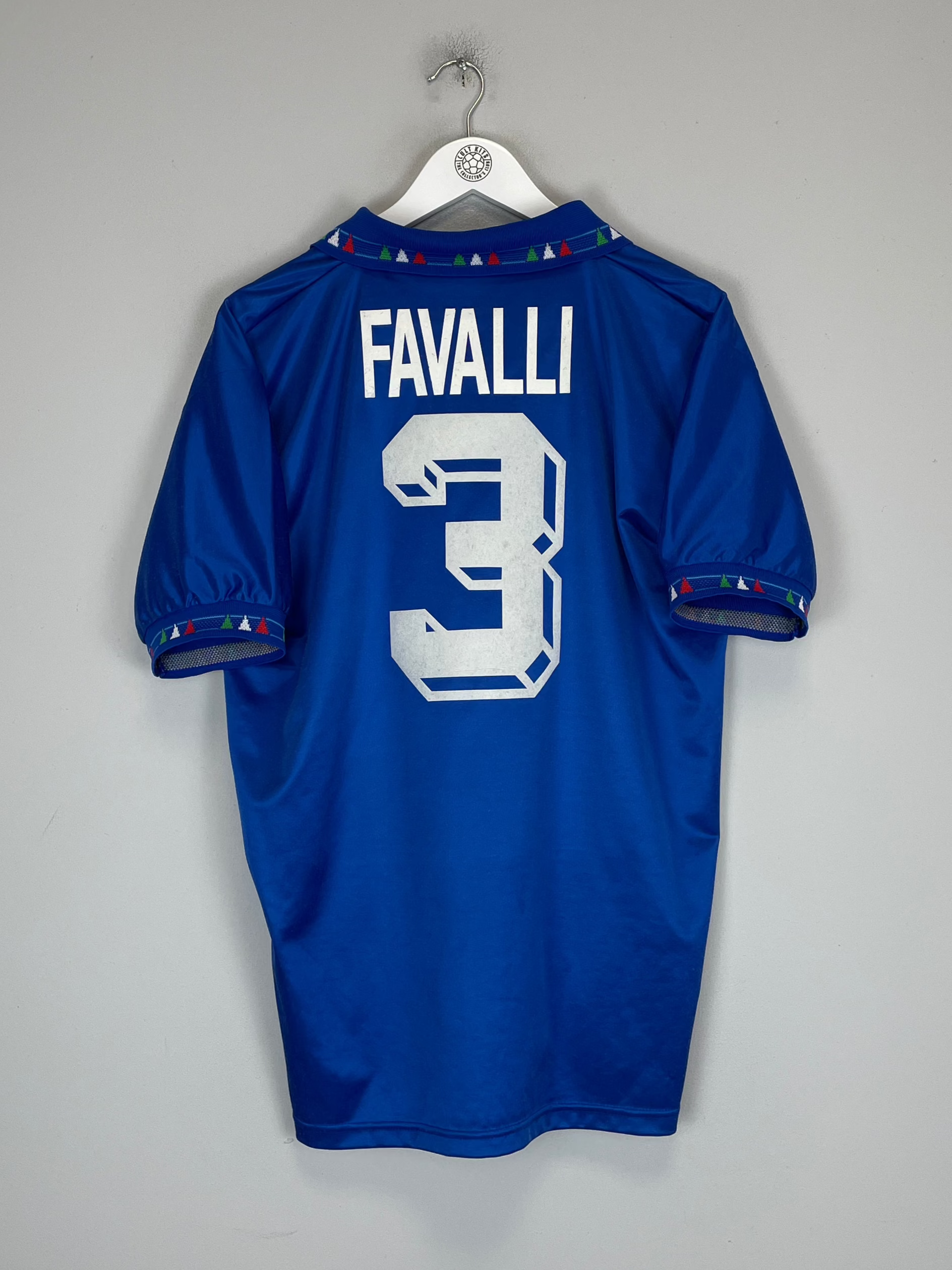 Shop 1992/93 ITALY FAVALLI #3 *PLAYER ISSUE* HOME SHIRT (L) DIADORA, classic football shirts, vintage football shirts & retro soccer jerseys at Cult Kits