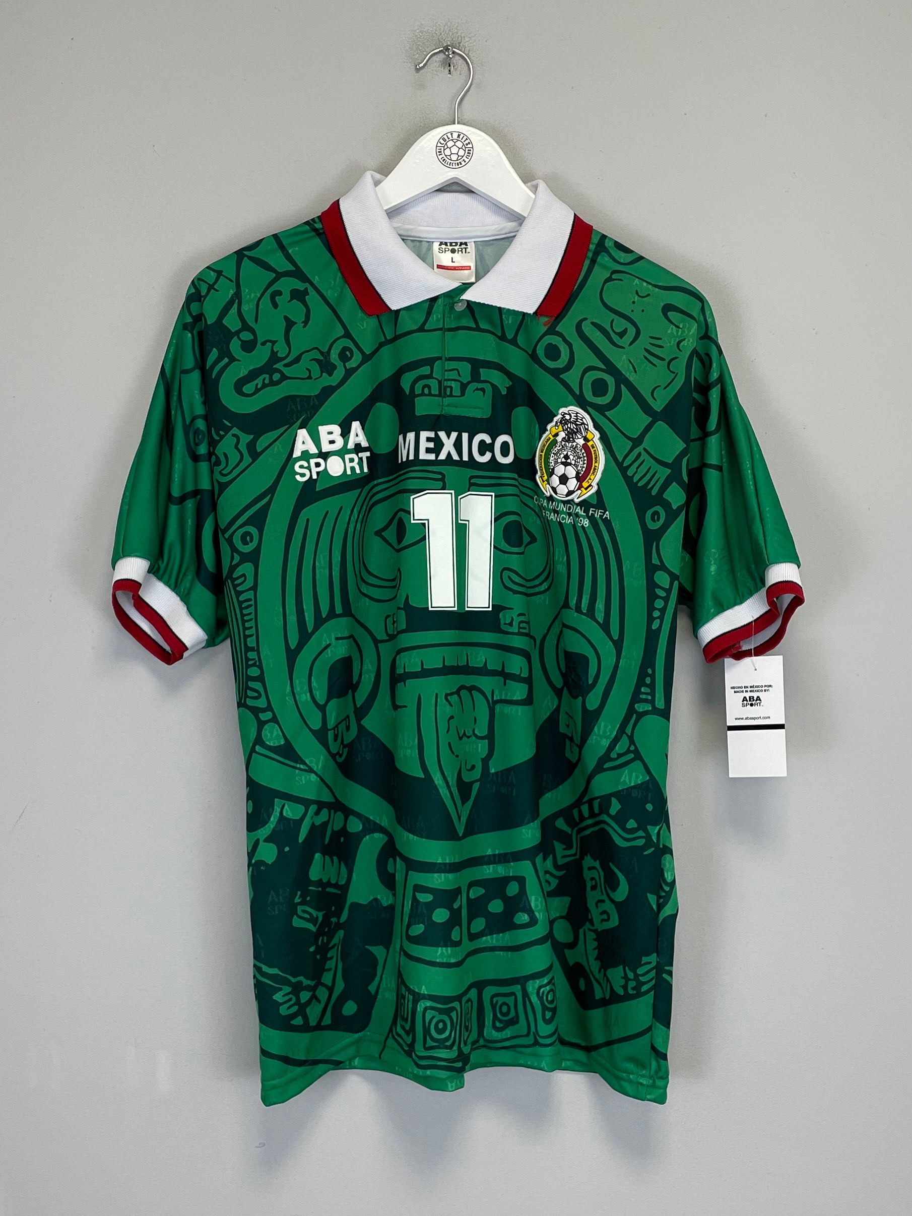Shop 1998 Mexico Blanco #11 *Reissue* Home (Multiple Sizes) ABA Sport, classic football shirts, vintage football shirts & retro soccer jerseys at Cult Kits