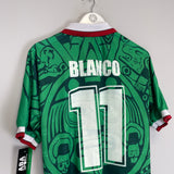 Shop 1998 Mexico Blanco #11 *Reissue* Home (Multiple Sizes) ABA Sport, classic football shirts, vintage football shirts & retro soccer jerseys at Cult Kits